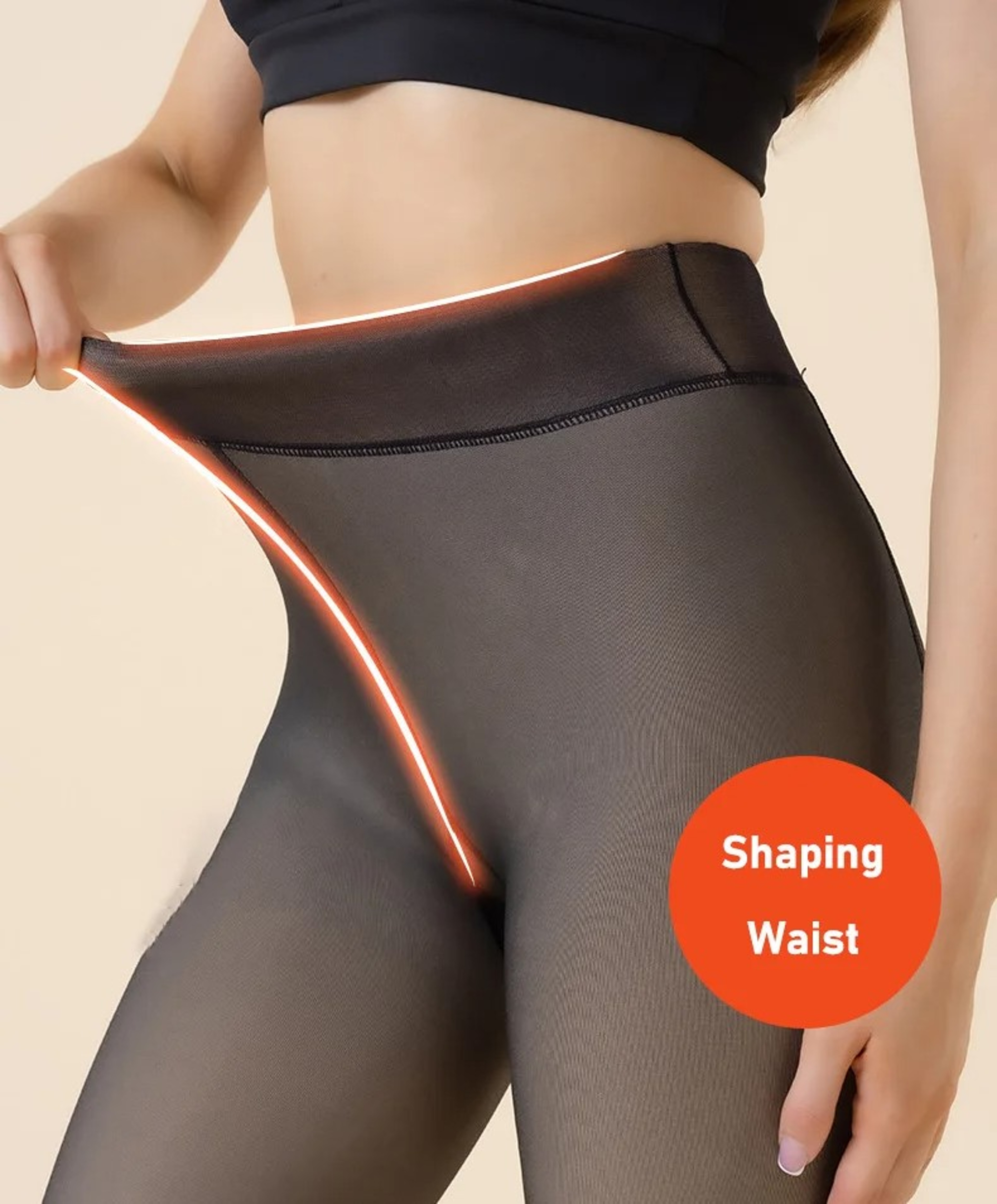 Women's Fleece Lined Thermal Leggings Faux Sheer Warm Winter Tights – view 15