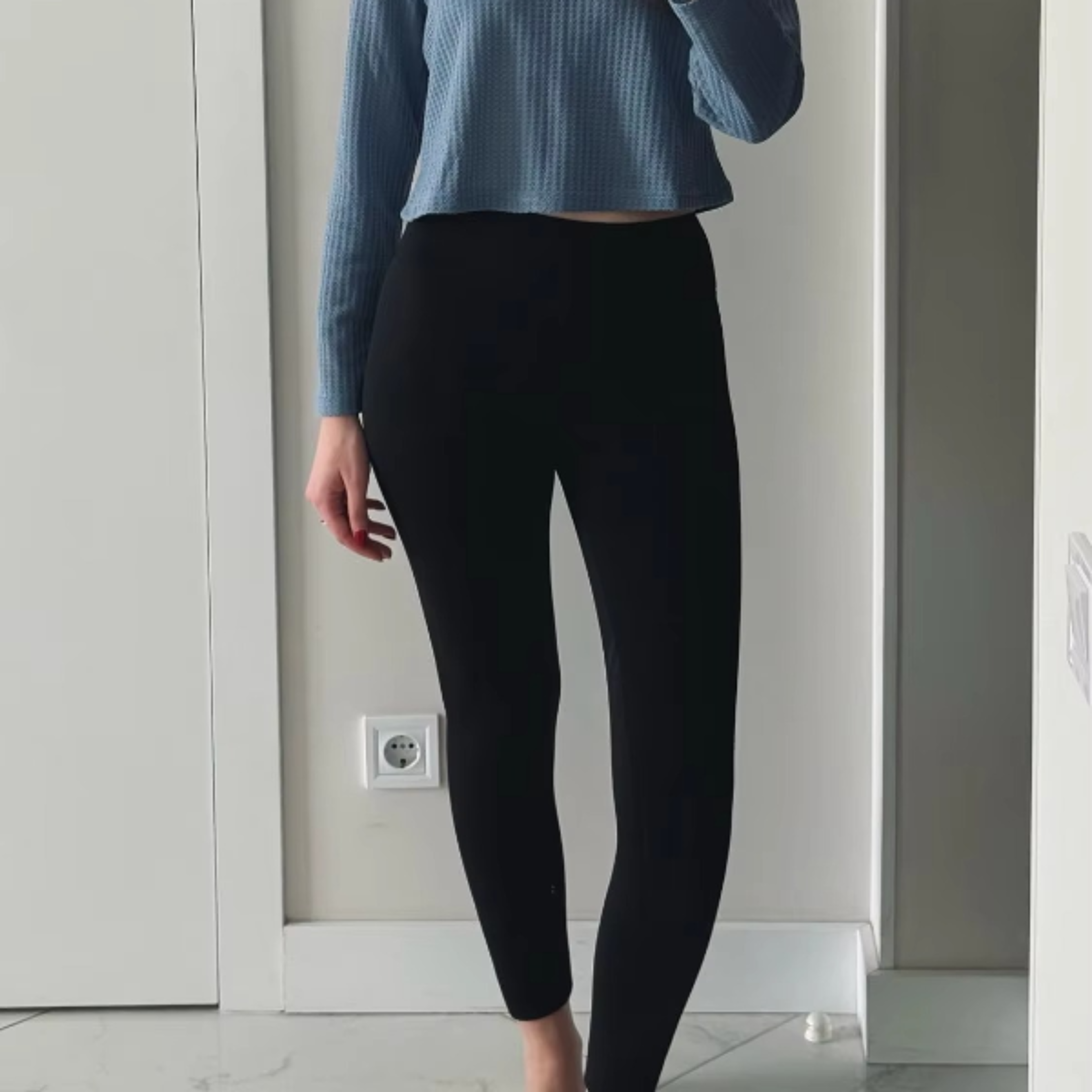 Autumn Winter High Waist Fleece Sharkskin Leggings  Thick Velvet Warm Leggings For Women 2