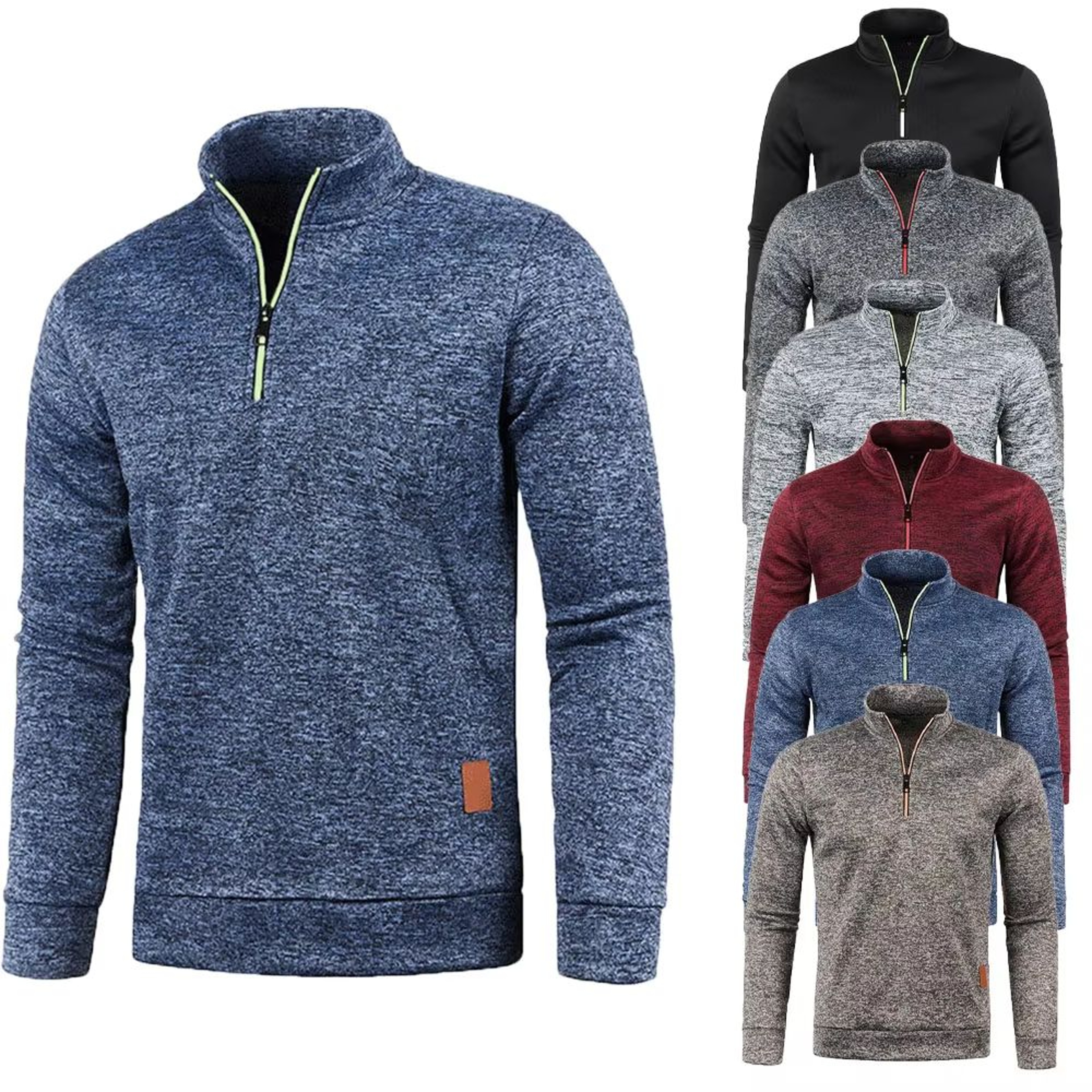 Sweatshirt For Men Fleece Lined Pullover With V Neck  Windproof Design 0