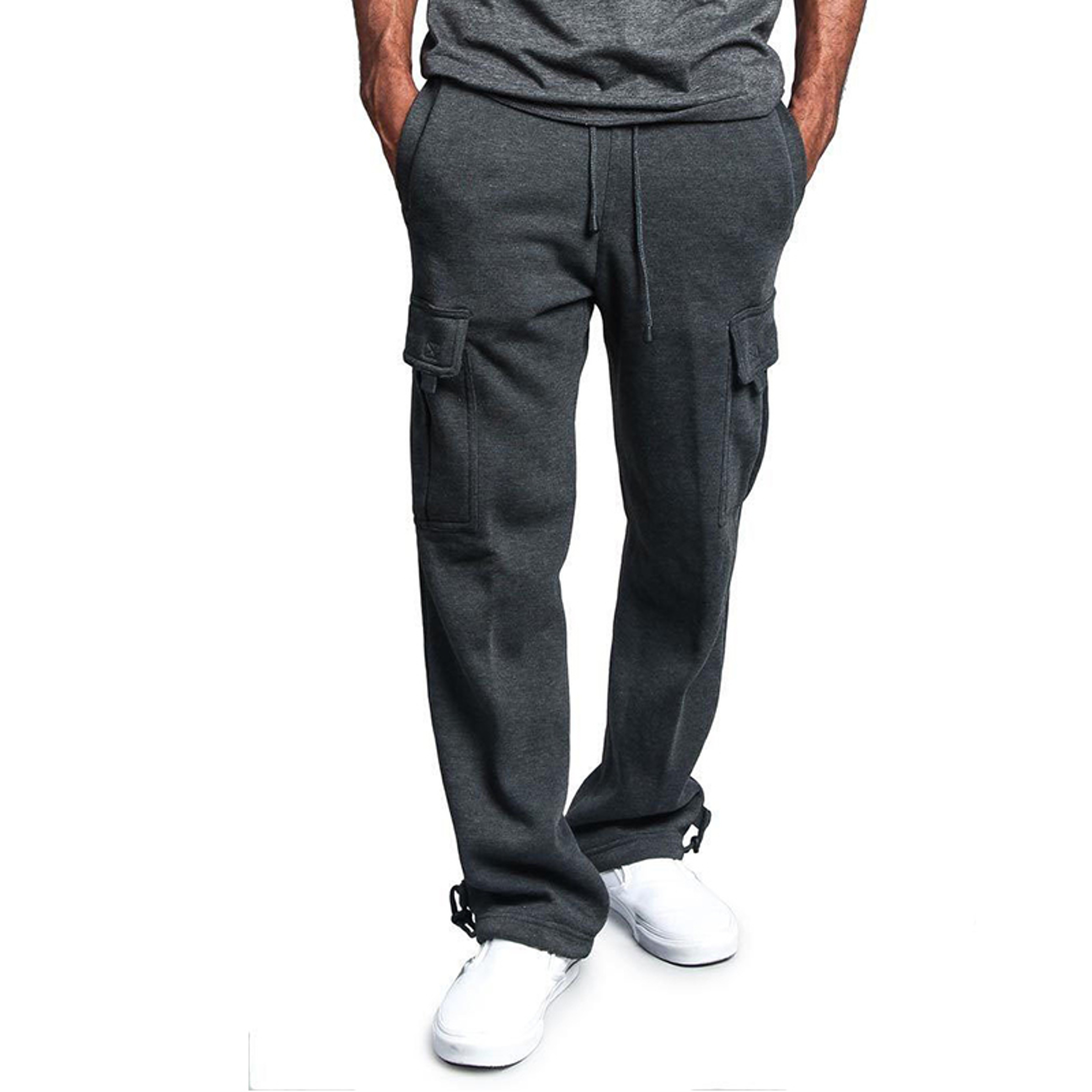 Breathable Cotton Sweatpants For Men Elastic Waist Baggy Pants With Drawstring  Multiple Pockets 5