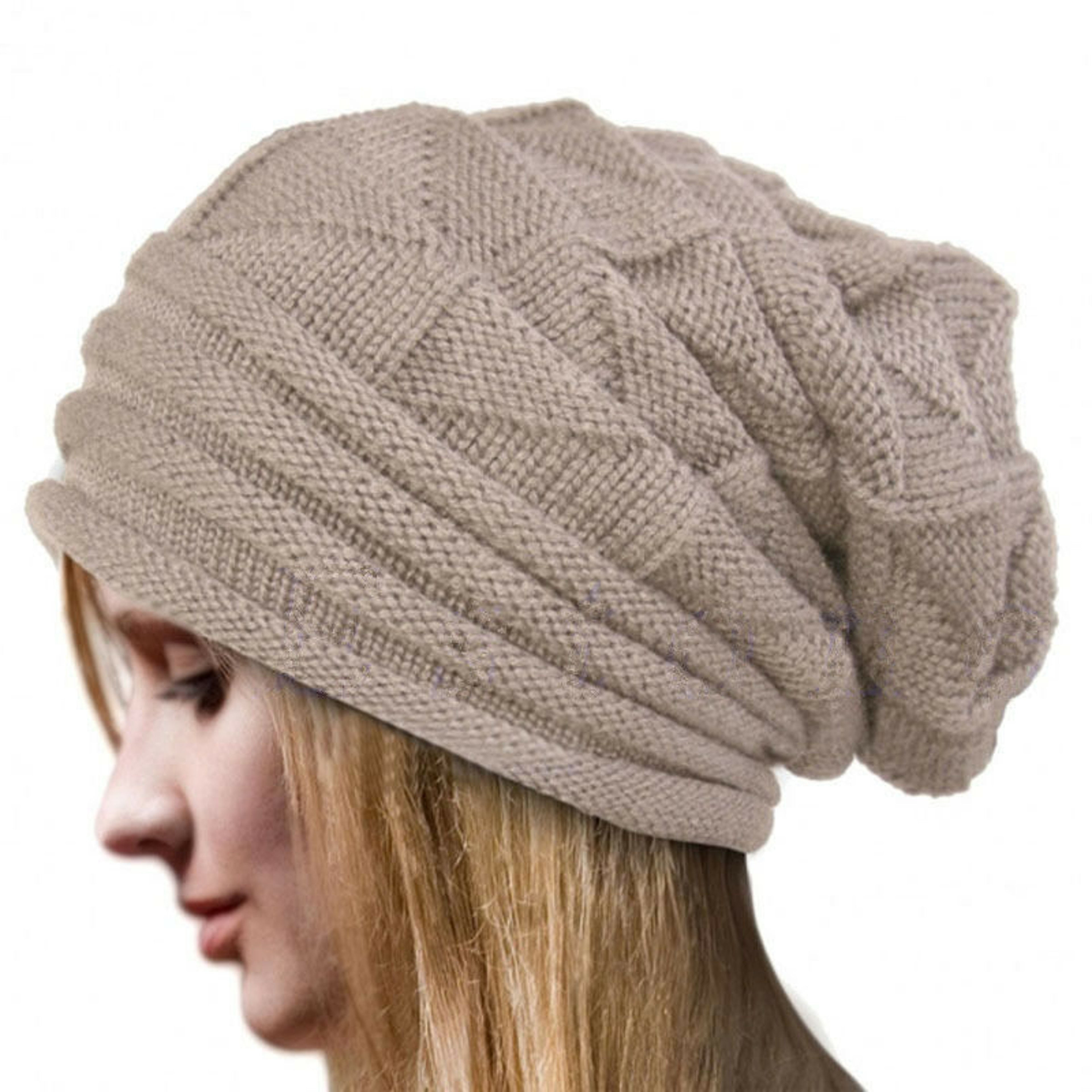 Oversized Winter Hat Knitted Baggy Beanie For Women Slouchy Ski Cap  Warm Wool Skullies Unisex 5