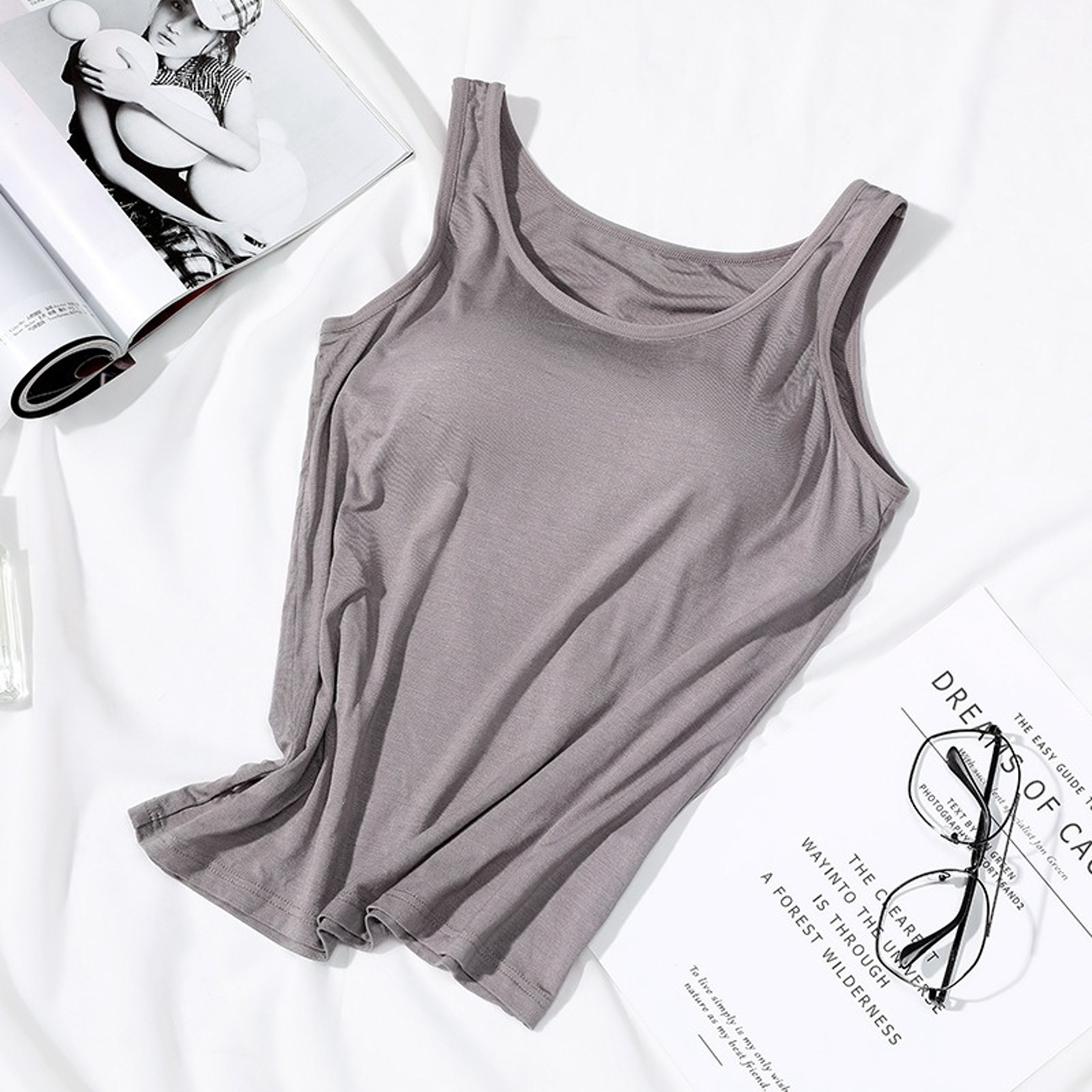 Womens Built In Bra Vest Tops Padded Slim Fit Tank for Casual & Summer Wear – view 15