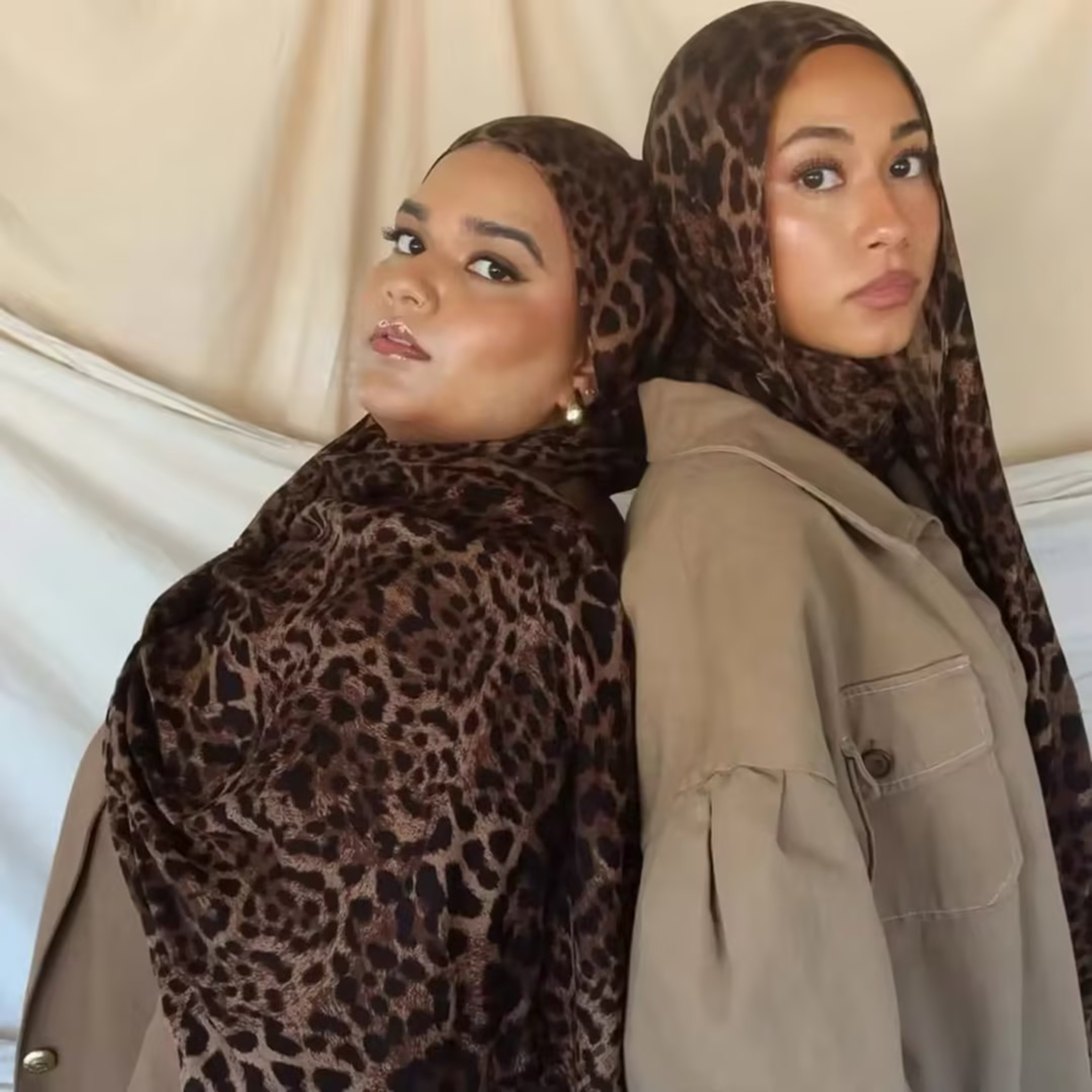 Chiffon Leopard Print Hijab Scarf, Muslim Womens Fashion Shawl, Islamic Turban Headscarf for Ramadan & Daily Wear – view 2