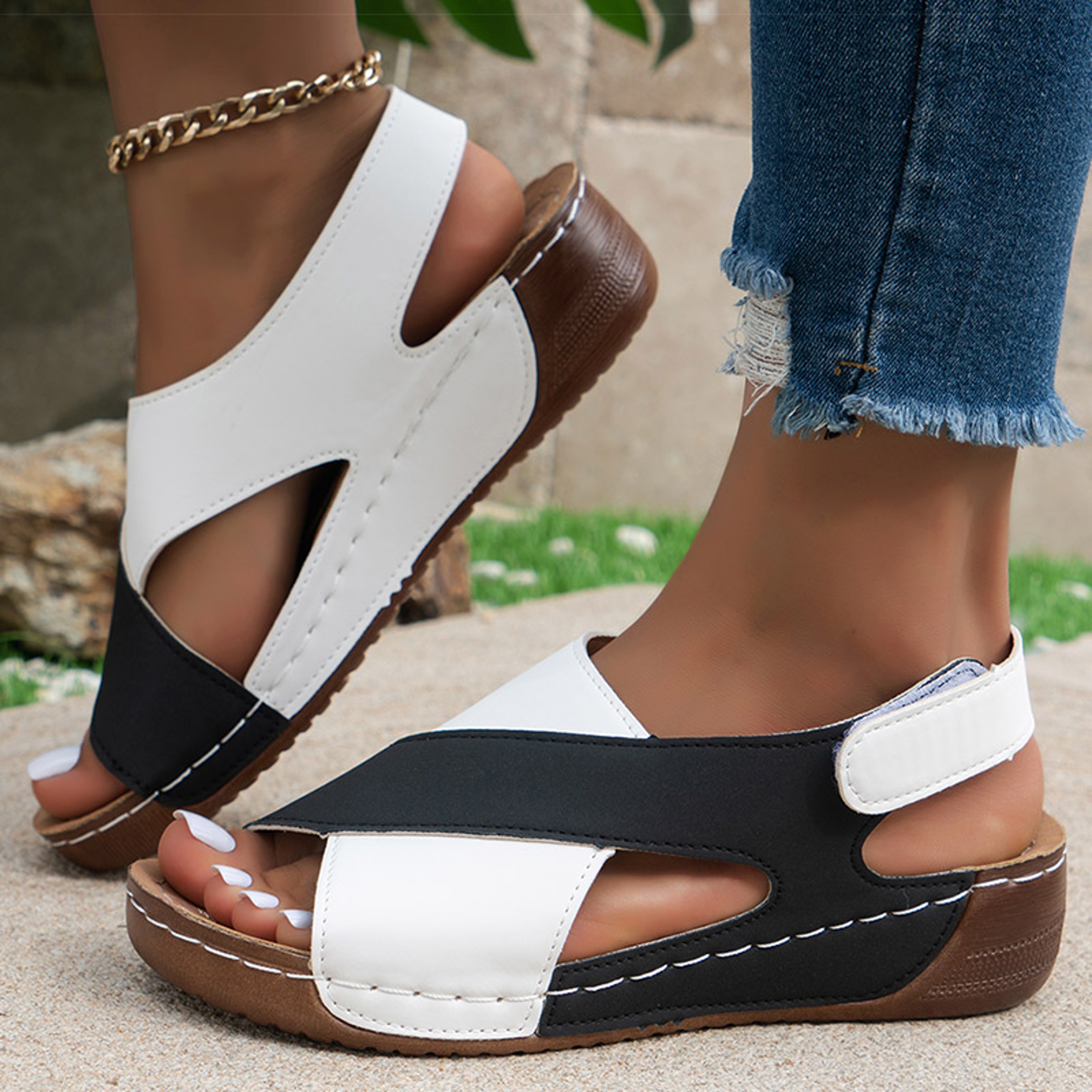 Womens Sandals Soft Heels Sandals Women Peep Toe Summer Lightweight Heeled Wedge Shoes Footwear Sum 0