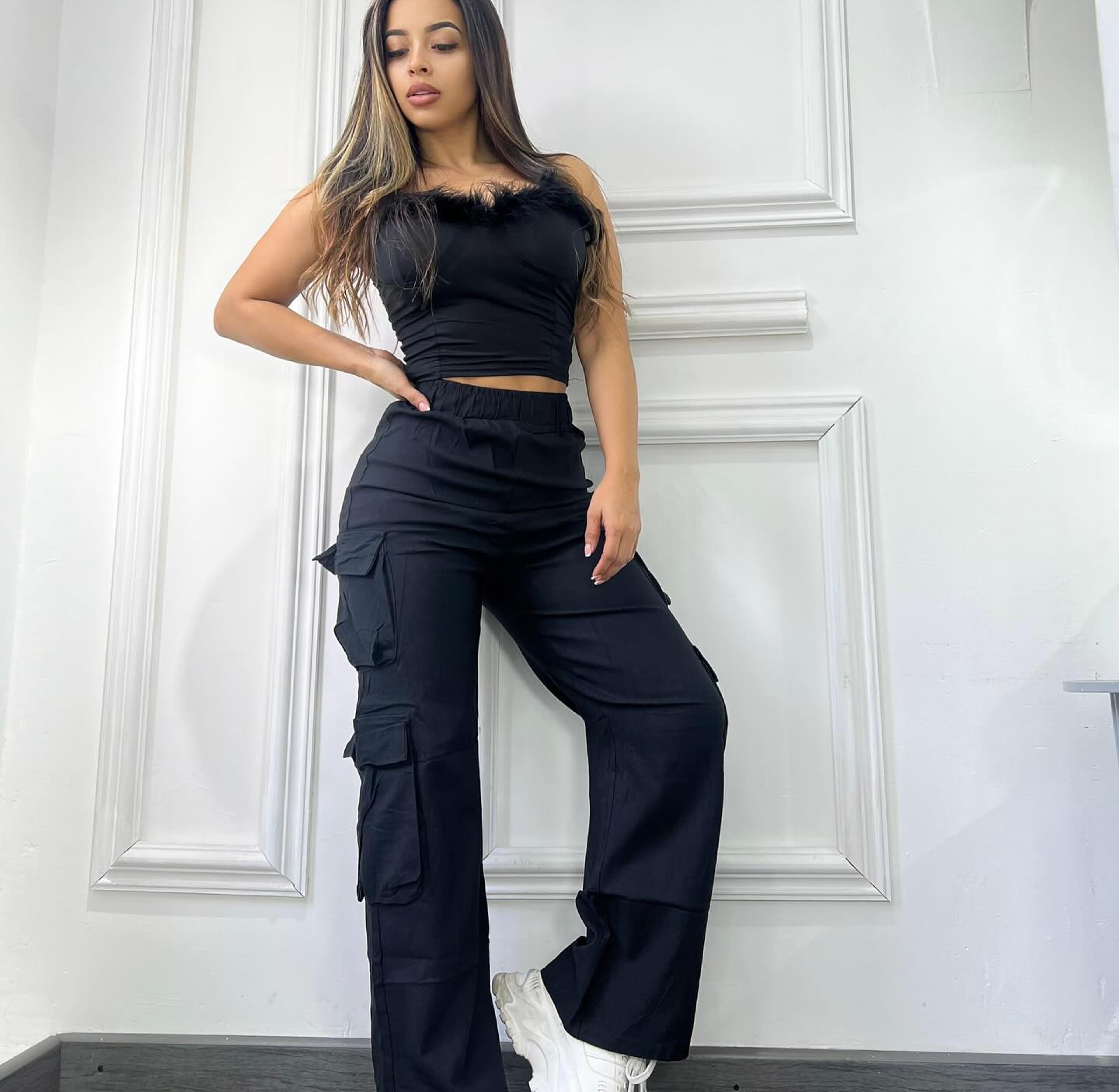 Women's Straight Cargo Pants High Waist Baggy Trousers Y2K Streetwear Vintage Wide Leg Casual Pants with Pockets – view 8