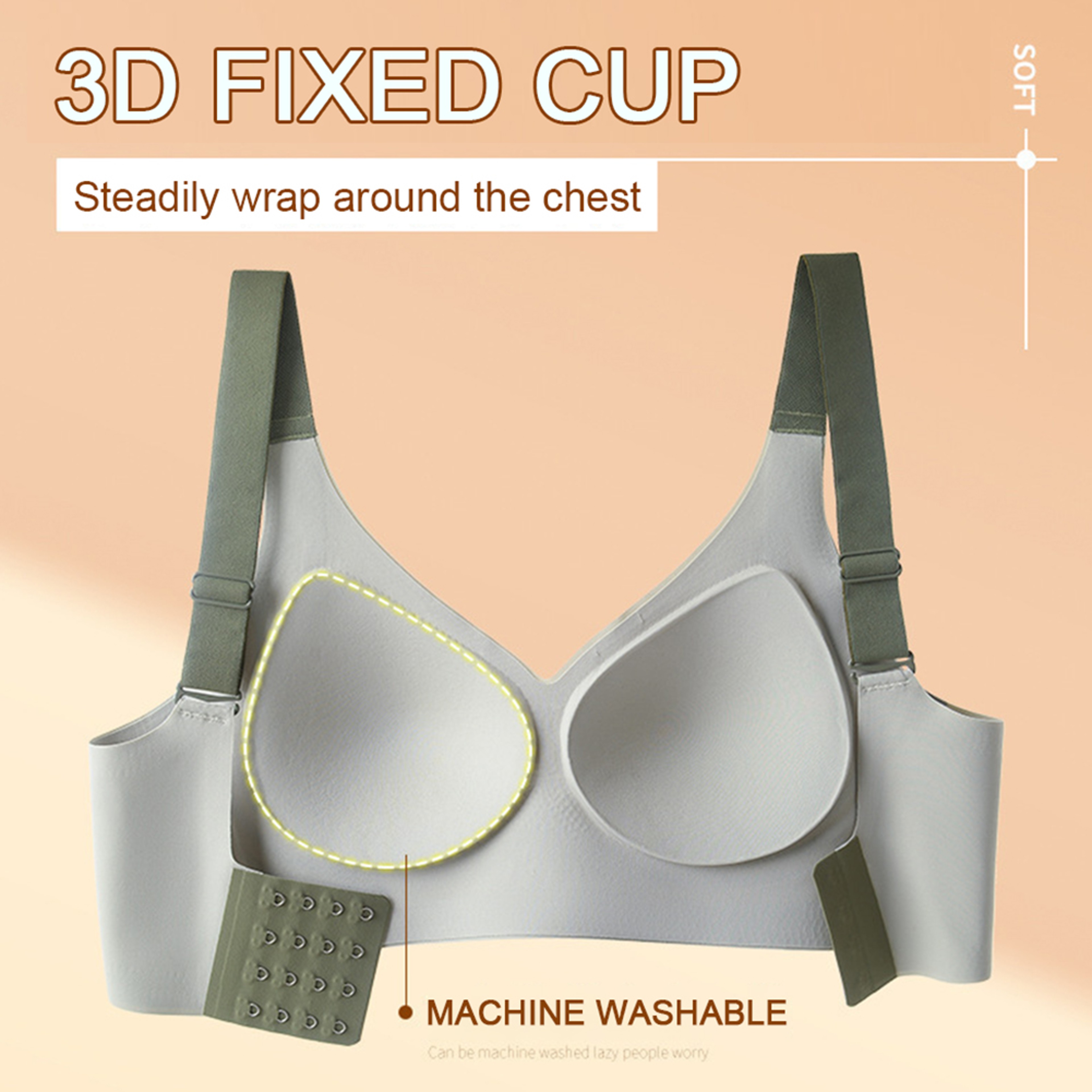 Lifting AntiSagging Wireless PushUp Bra Machine Washable Comfort Sports Fixed Cup Bra For Running R 4