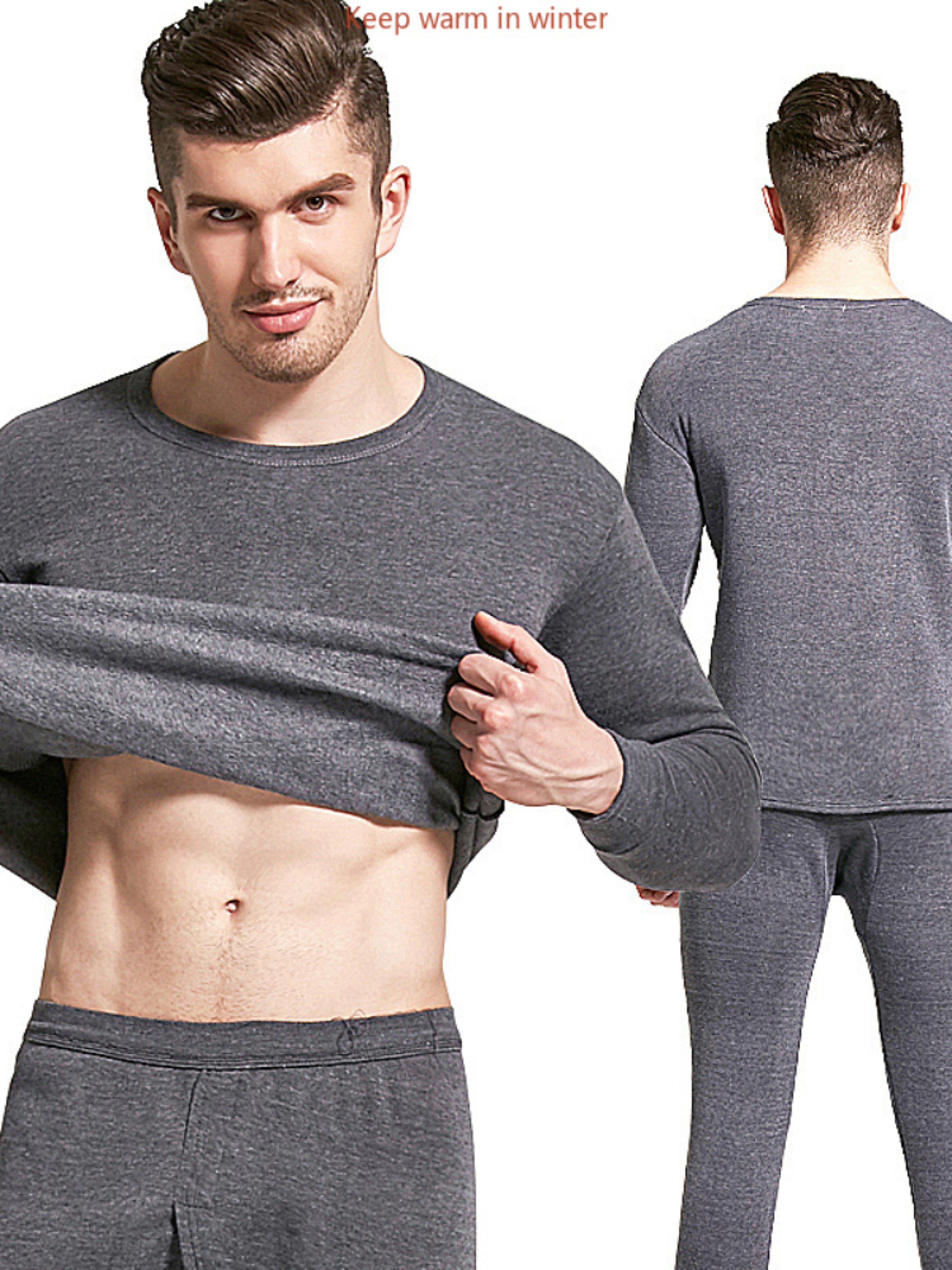 Men's Winter Thermal Underwear Long Set, Keep Warm Tops and Pants, Thick Comfortable Thermo Underwear Clothes – view 5