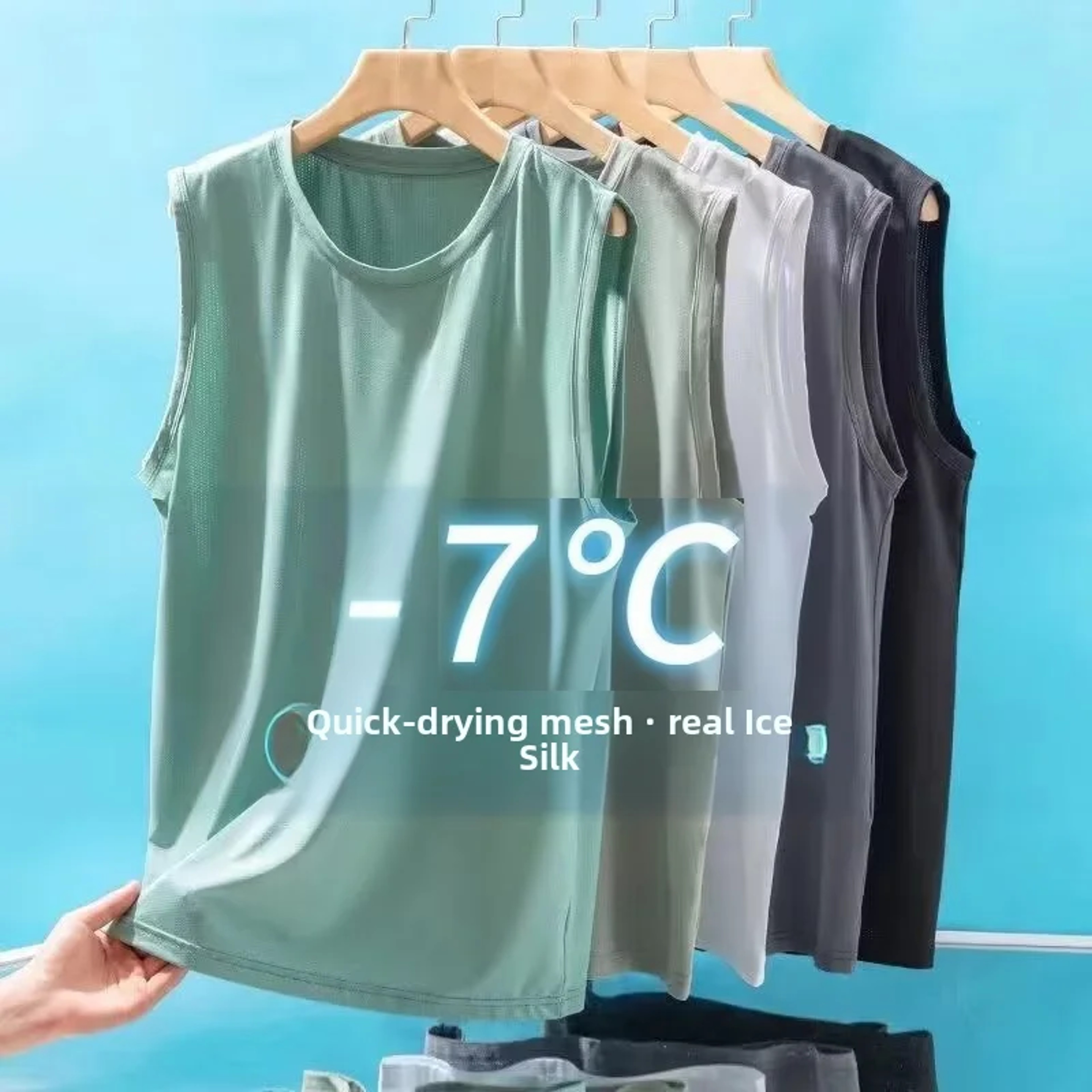Mens Ice Silk Mesh Vest Lightweight Sports Summer Wear Sleeveless TShirt Tank Top Casual Fashion Ou 0