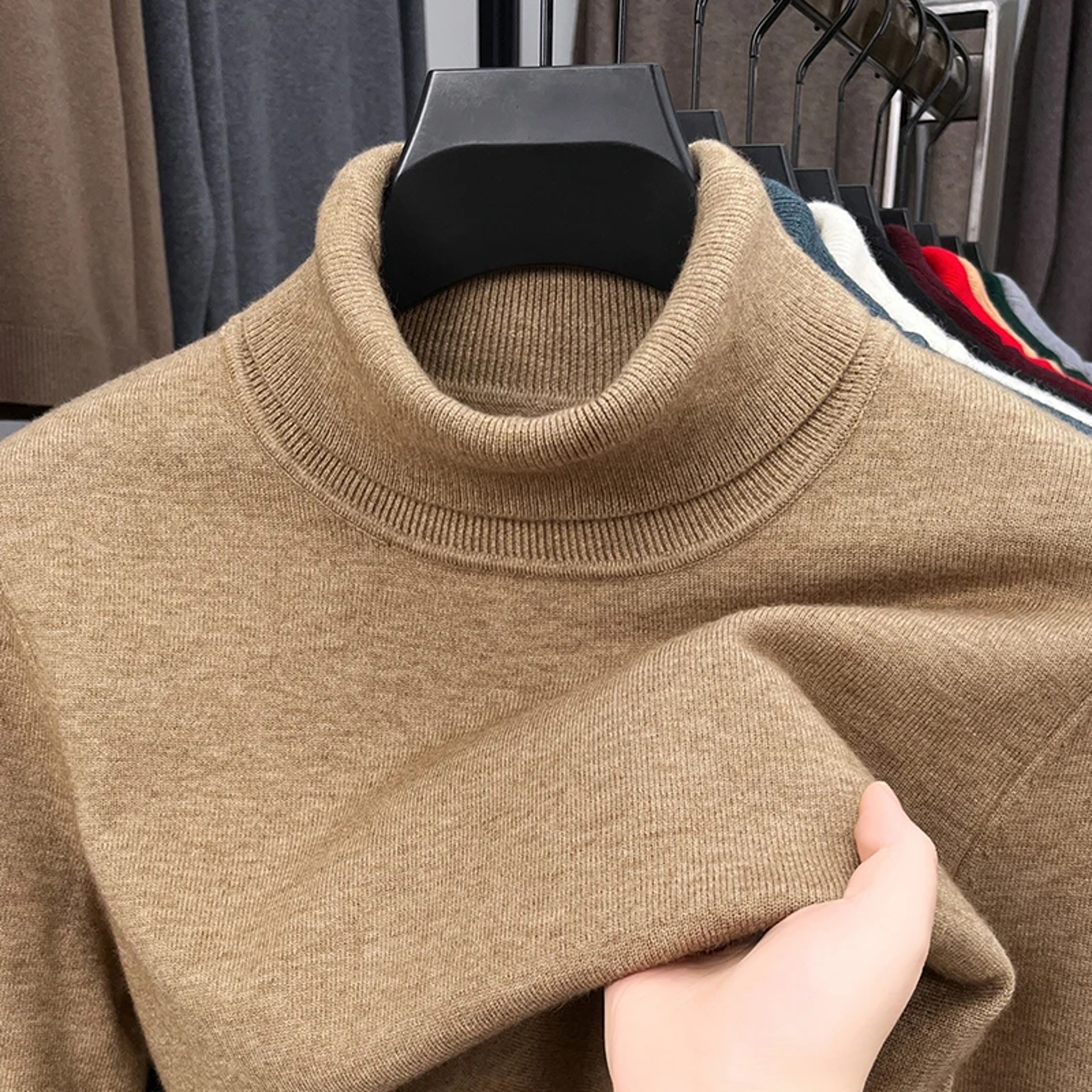Autumn Mens High Quality Knitted Turtleneck Sweater Slim Fit Long Sleeve Anti Pilling Pullover Tren 1