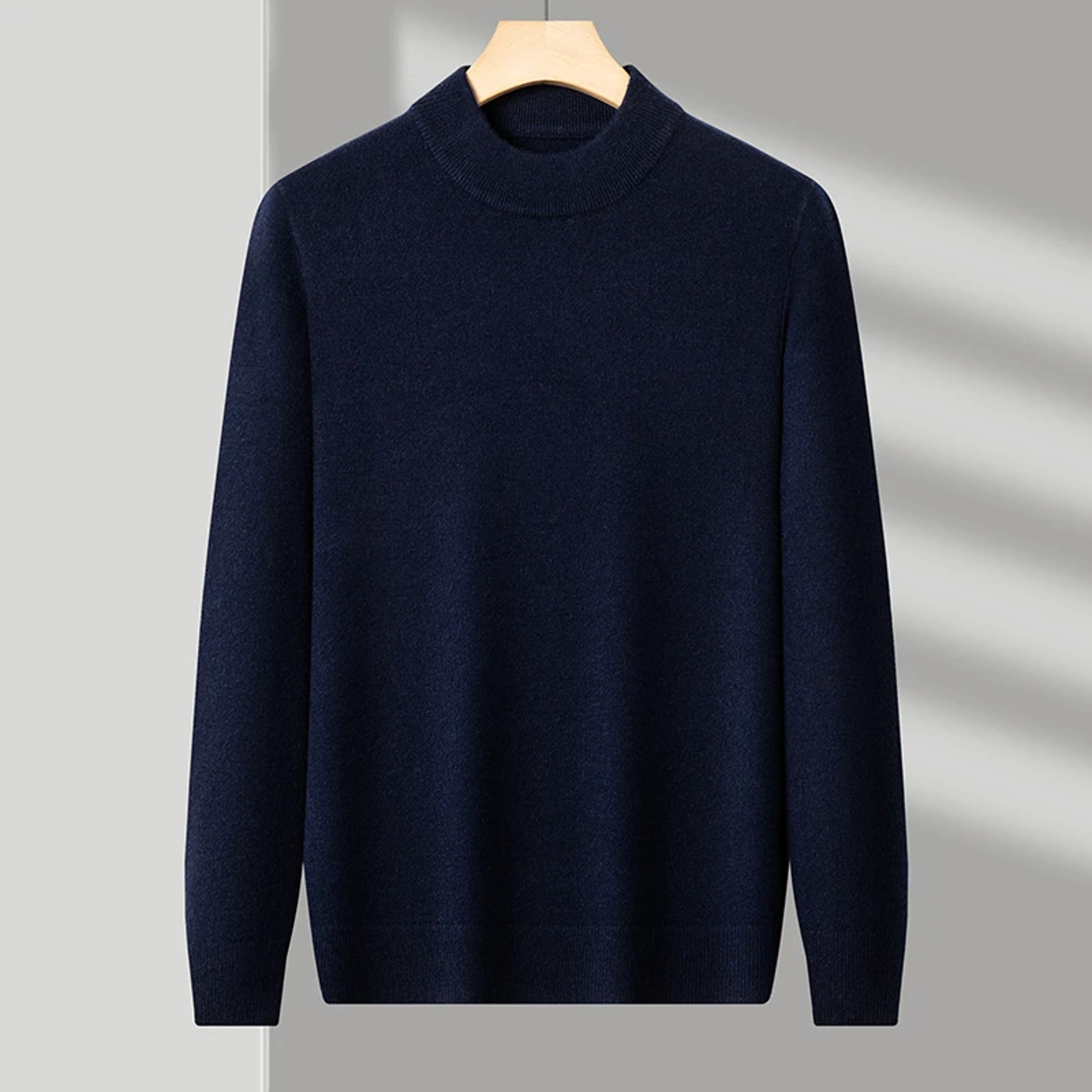 Half Turtleneck Knitwear Sweater Mock Neck Sweatshirts Solid Color Pullovers Brand Casual Mens Clot 5