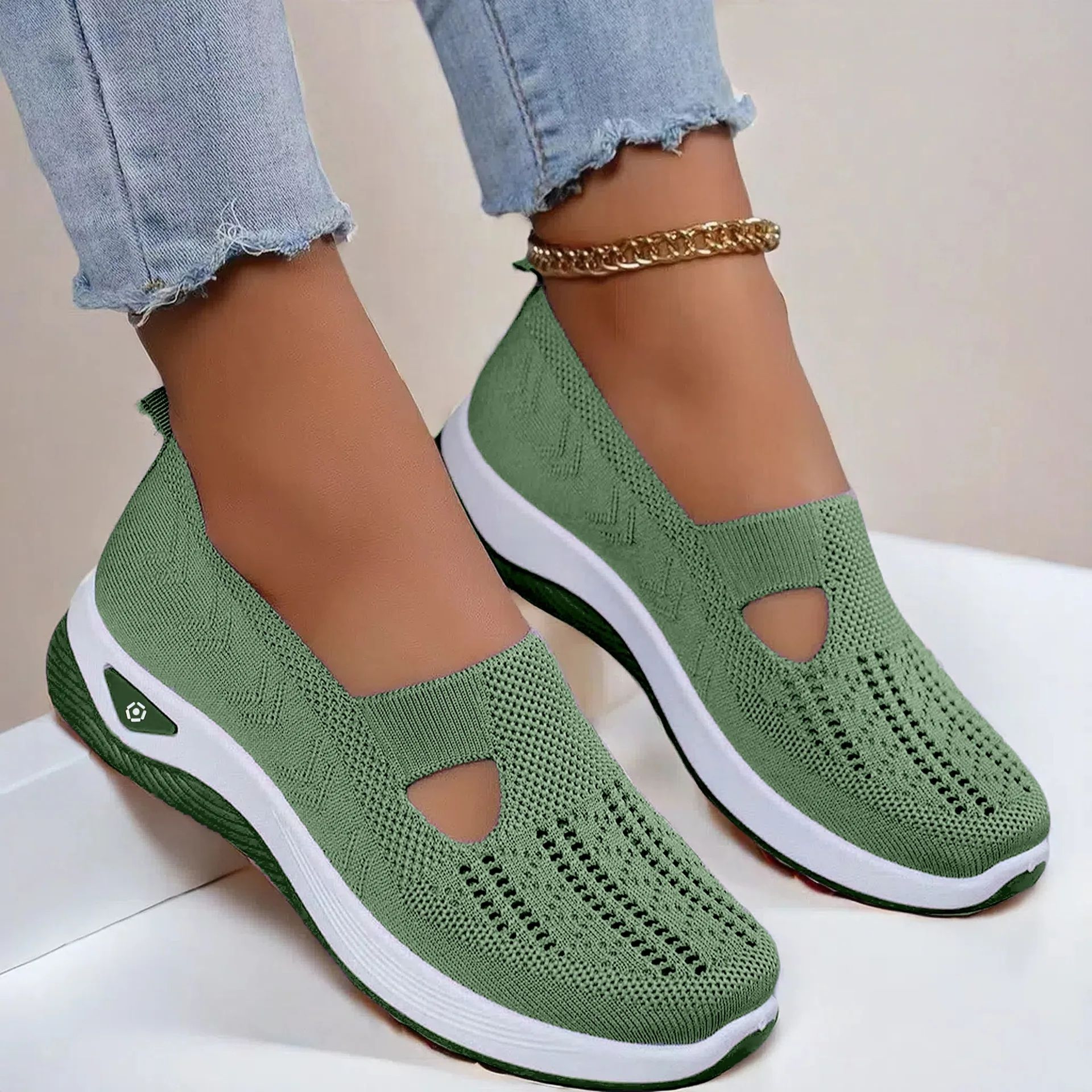 SlipOn Walking Flats For Women With Breathable Knit Soft Sole Shoes For AllDay Comfort 0