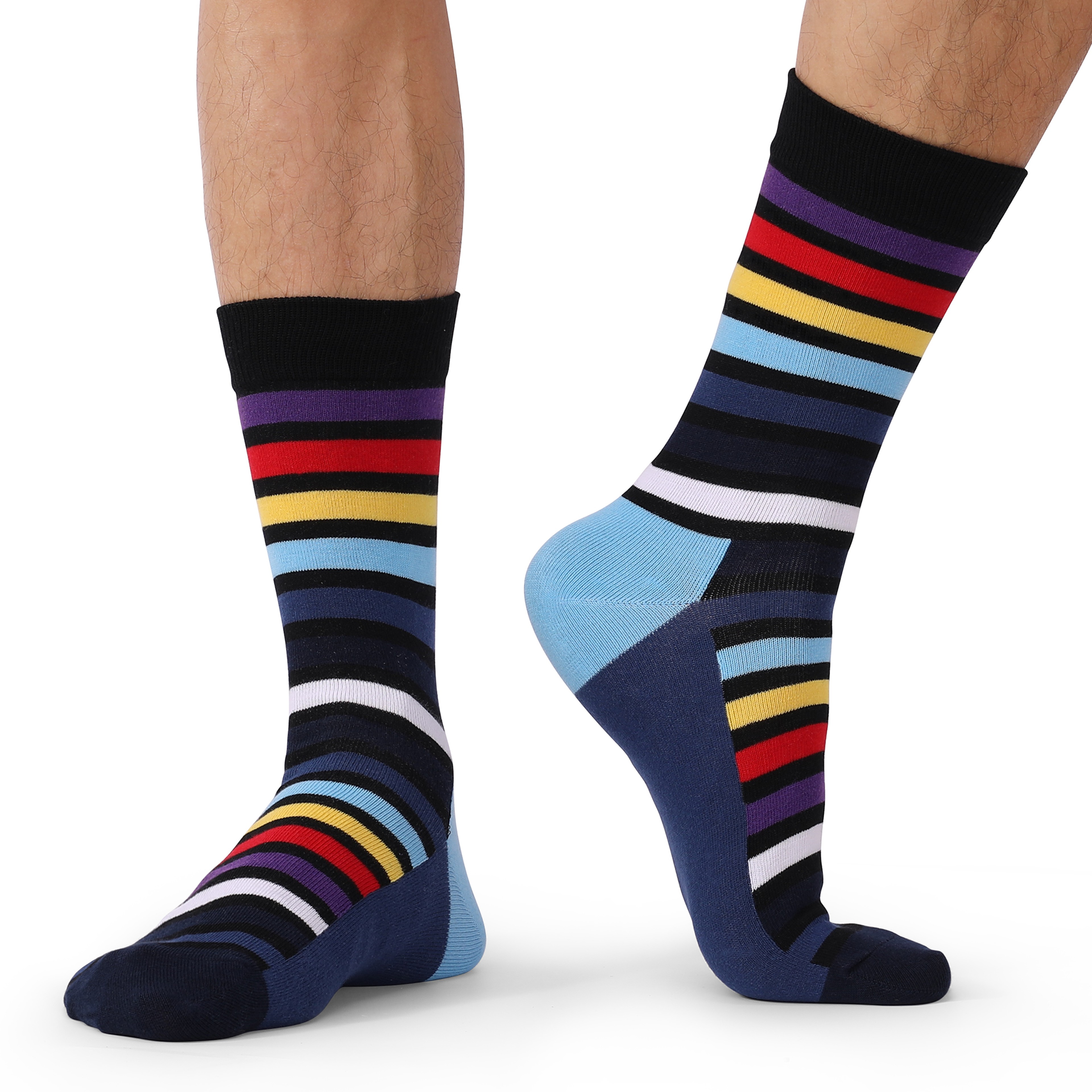 Colorful Striped Combed Cotton Novelty Socks Fun Dress Socks For Men Cool  Breathable Casual Patter 2