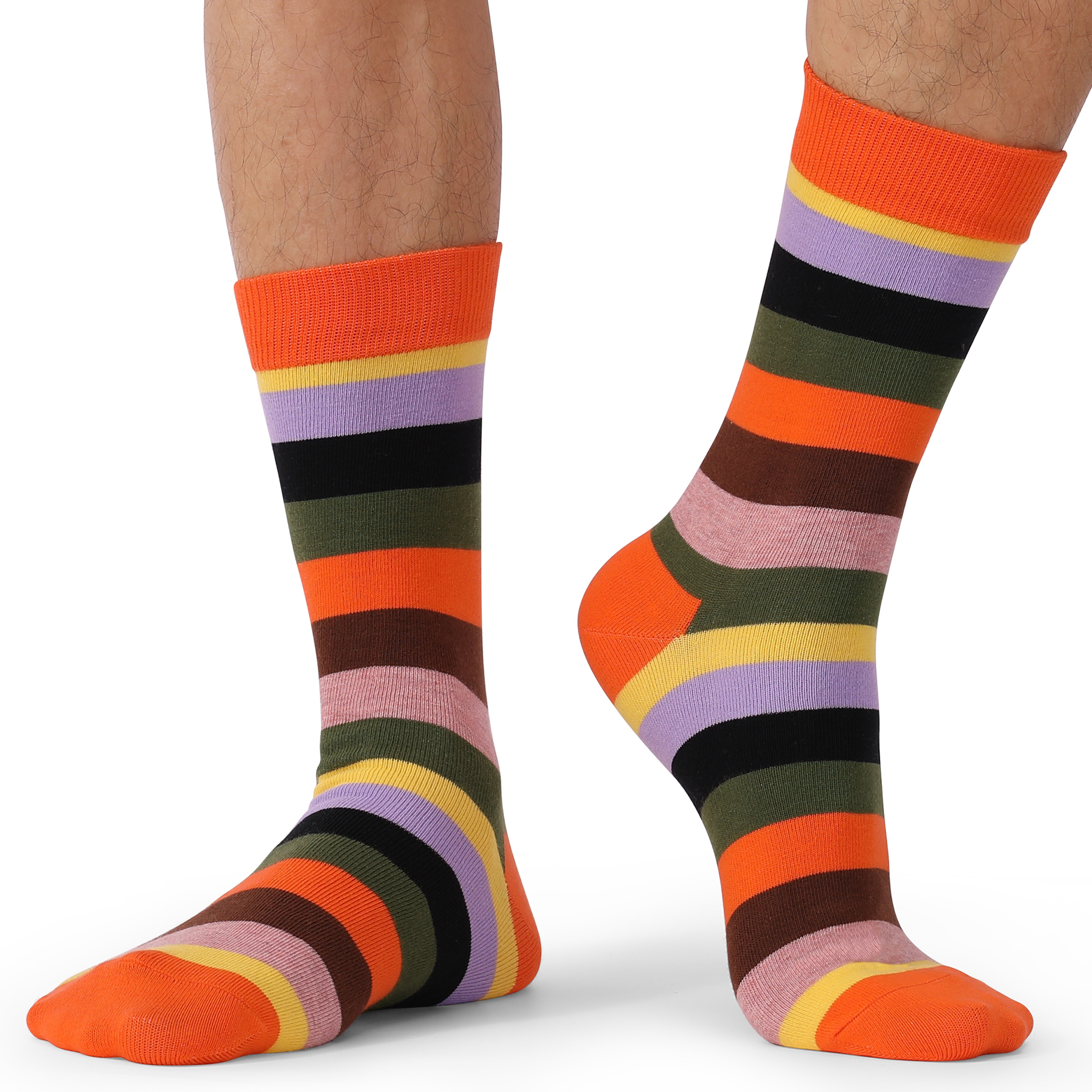 Colorful Striped Combed Cotton Novelty Socks Fun Dress Socks For Men Cool  Breathable Casual Patter 3