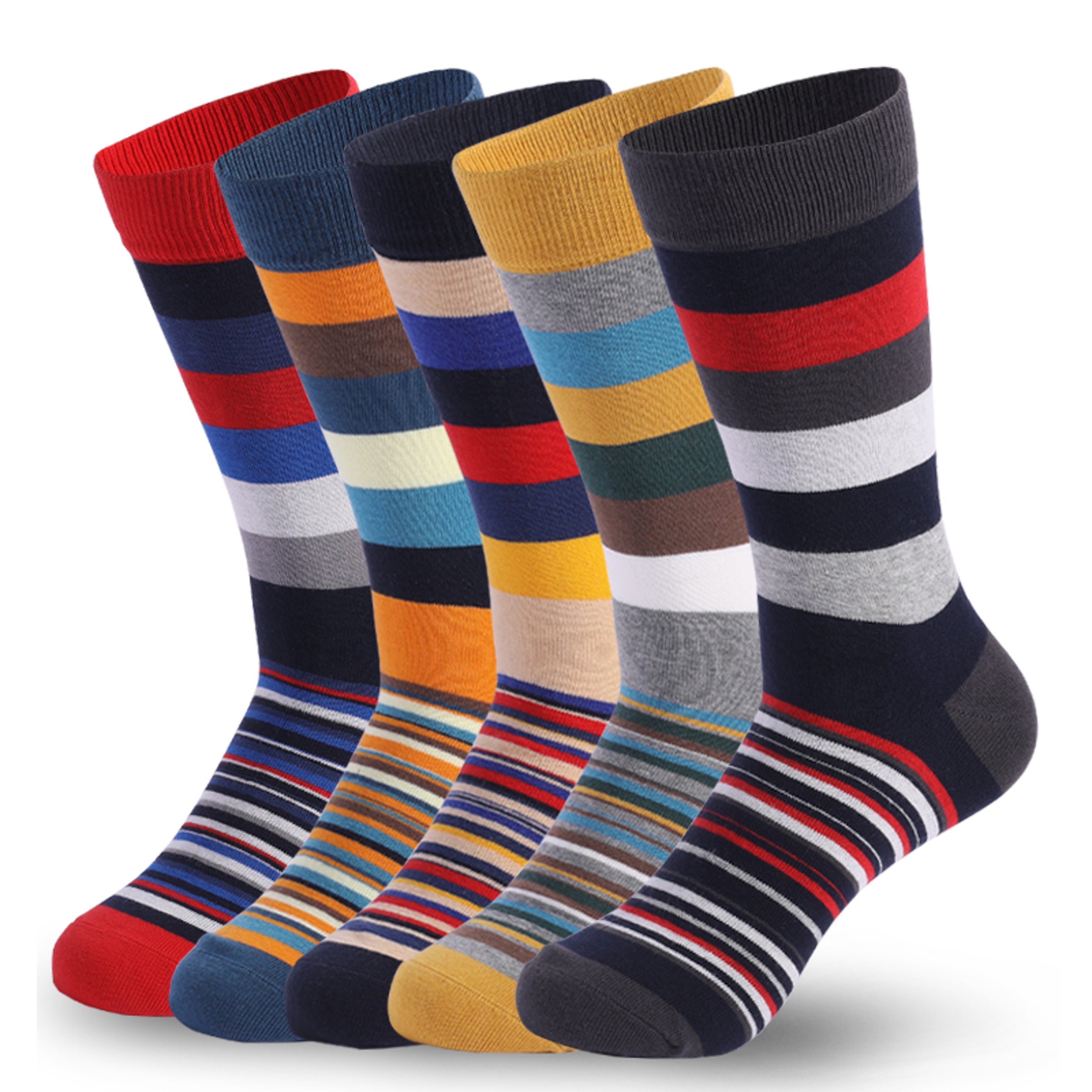 Colorful Striped Combed Cotton Novelty Socks Fun Dress Socks For Men Cool  Breathable Casual Patter 10