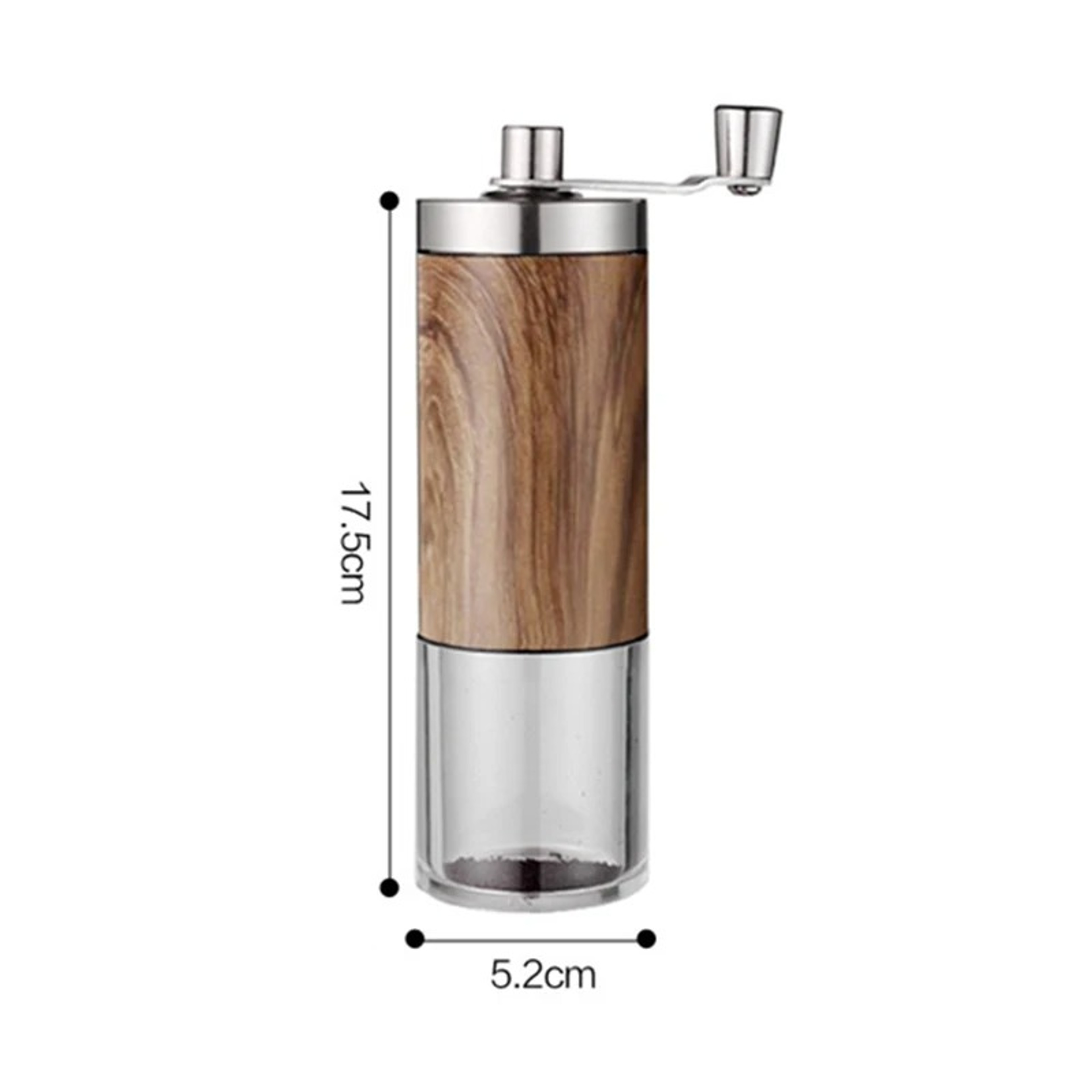 Portable Wood Grain Manual Coffee Bean Grinder with Stainless Steel Hand Crank – view 1