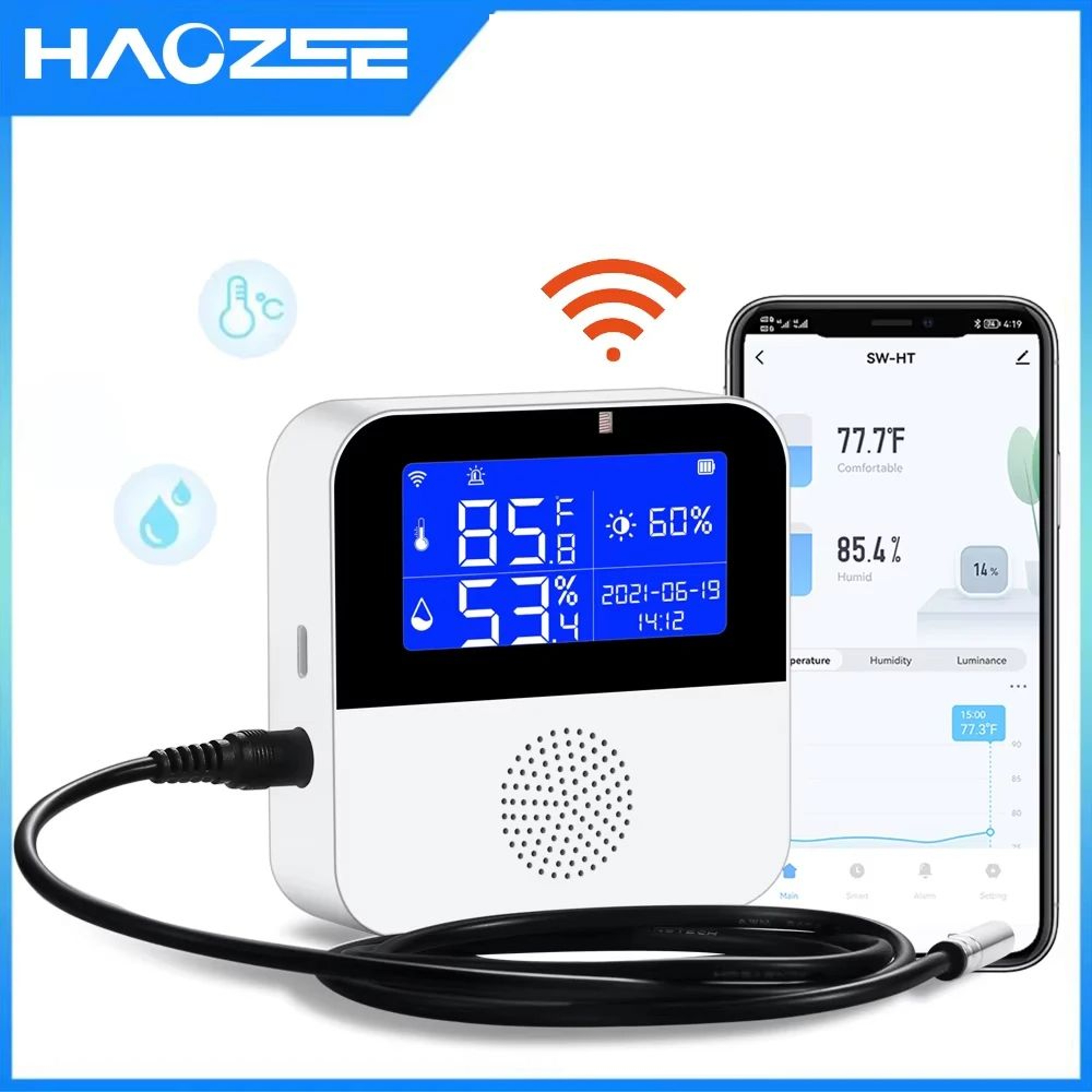 Smart WiFi Temperature And Humidity Sensor TuyaEnabled Indoor Thermometer Hygrometer With Backlight 0