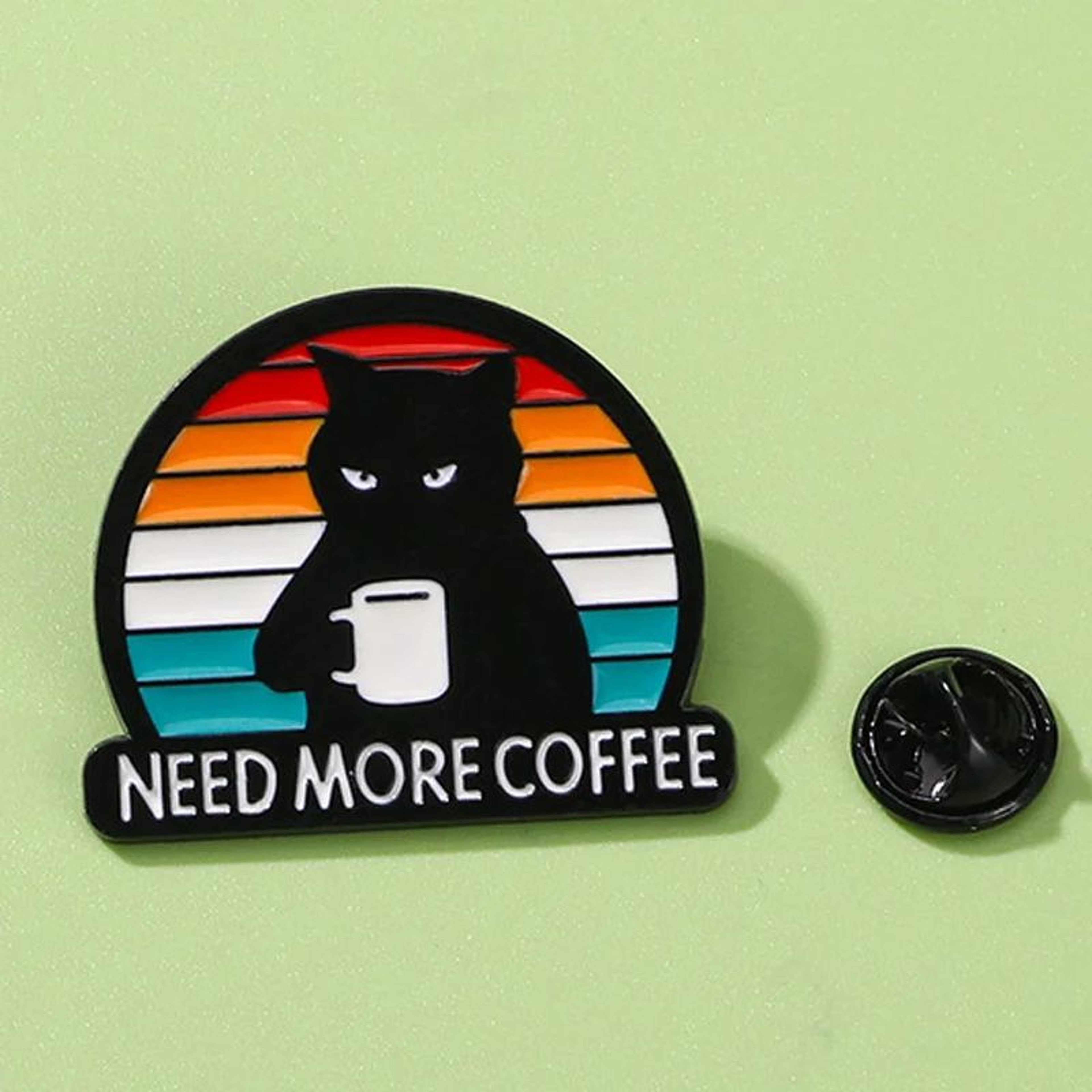 Grumpy Black Cat Need More Coffee Enamel Brooch Humorous Coffee Lovers Pin Badge 4