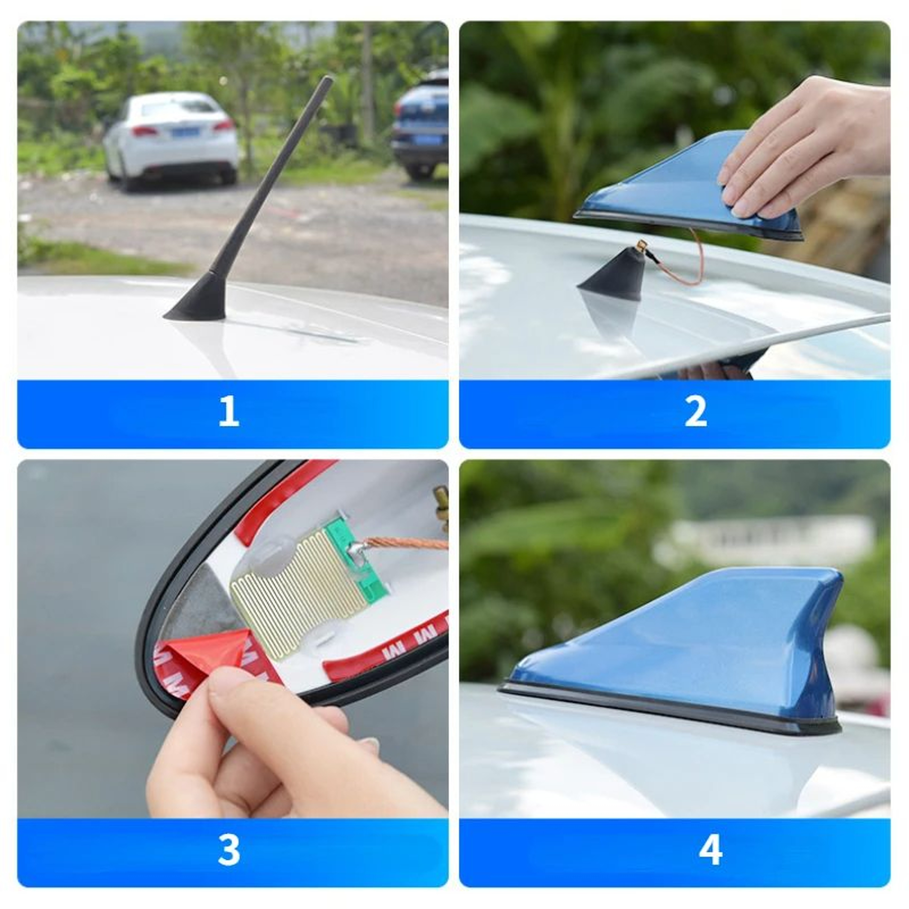 Universal Car Shark Fin Antenna  FMAM Radio Signal Aerial Roof Mount Sleek Auto Styling Accessory F 1