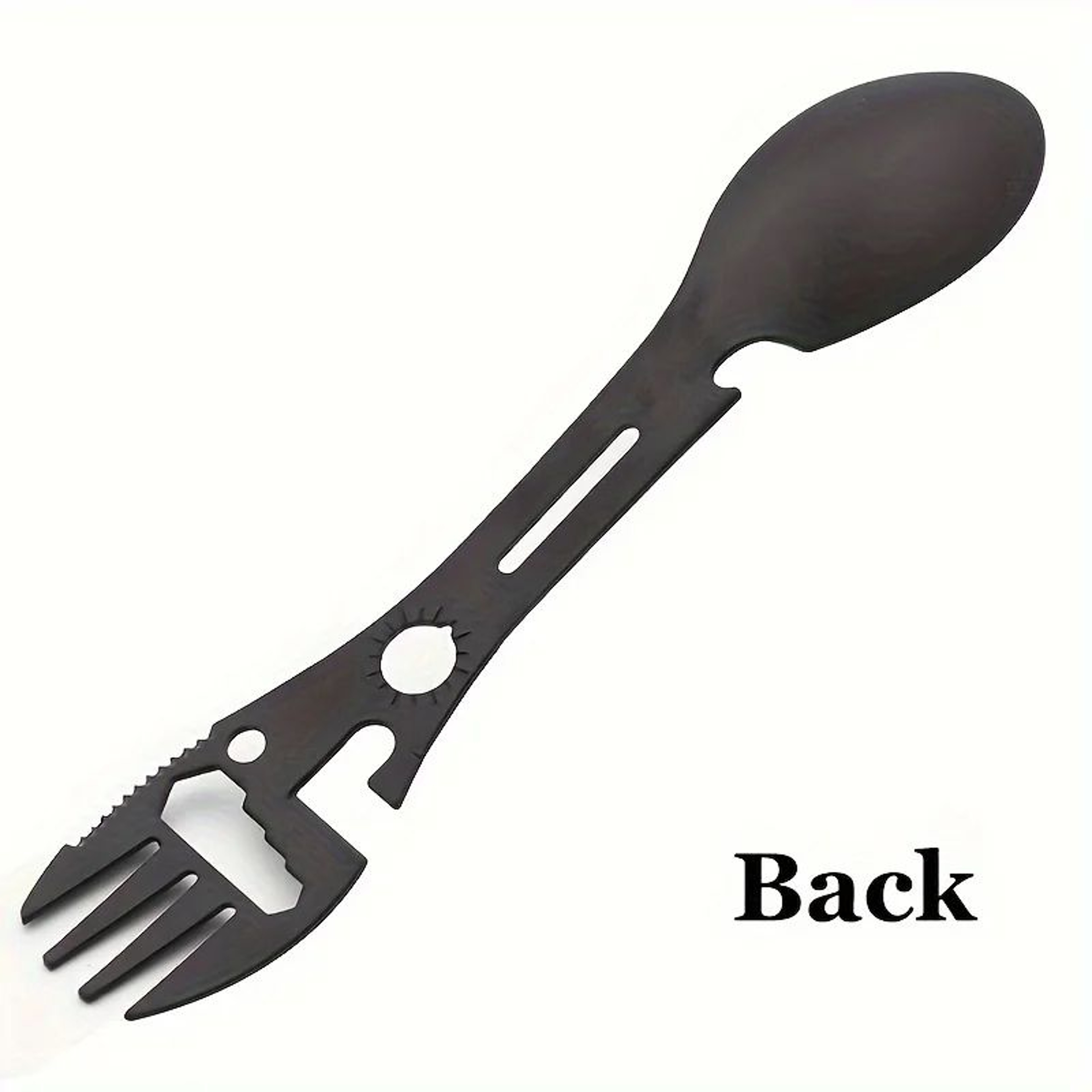 Multifunctional Survival Spork Outdoor Camping Tool With Whistle Knife Wrench Bottle Opener  Spoon 0