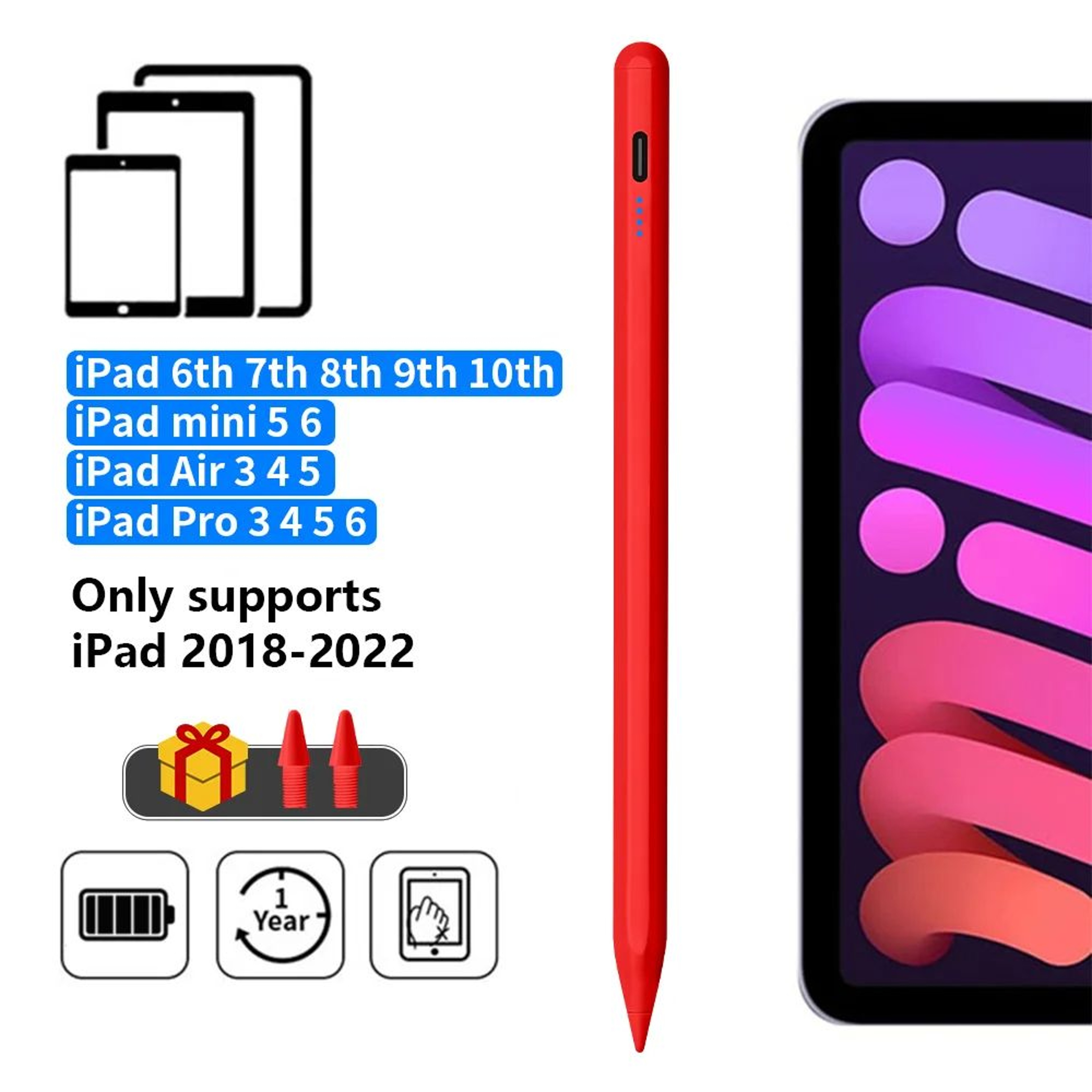 Stylus Pen For Apple IPad With LED Power Indicator Palm Rejection Touch Pencil Compatible With IPad 10