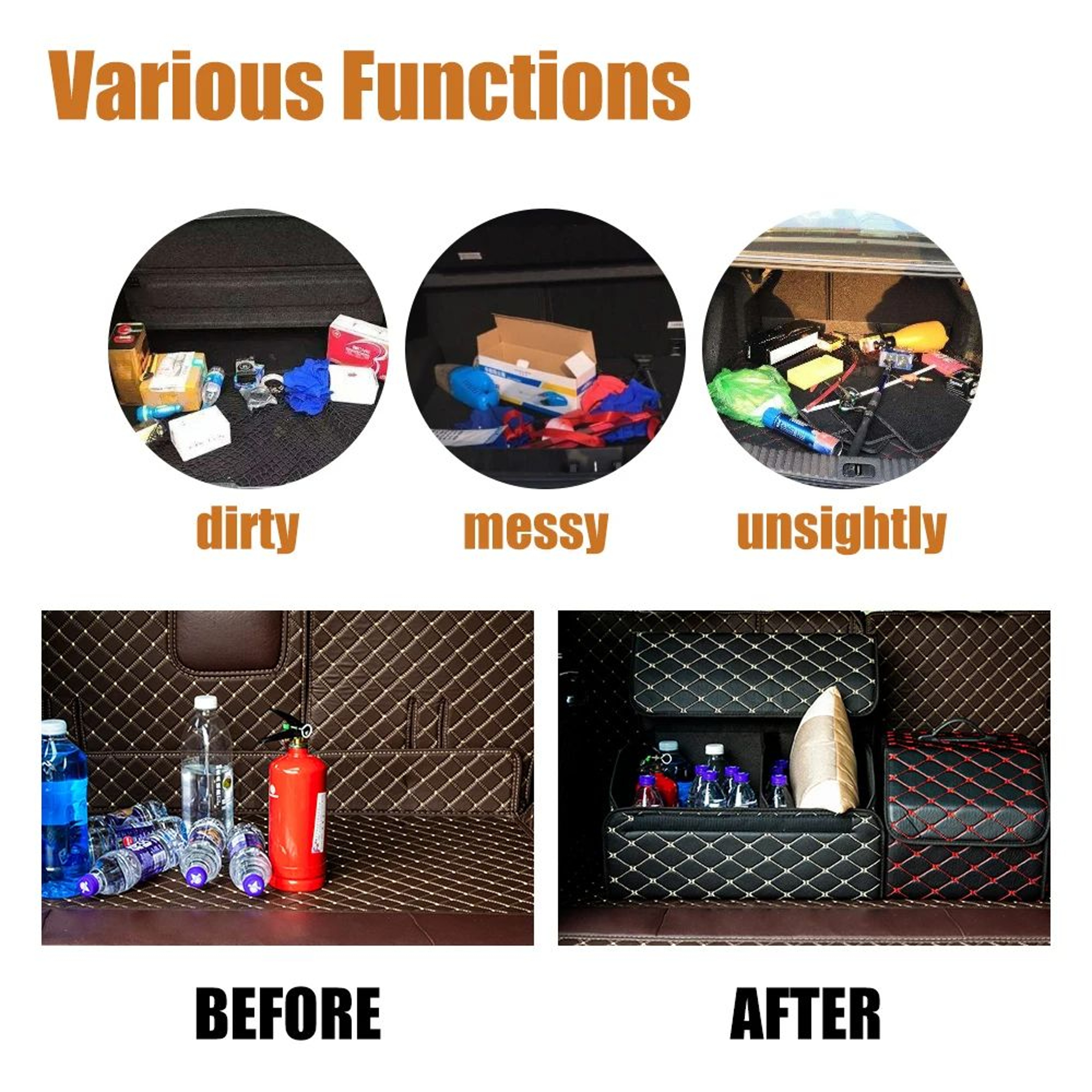 Car Trunk Organizer Box Large Capacity PU Leather Folding Storage Bag For Auto MultiUse Tools Emerg 3