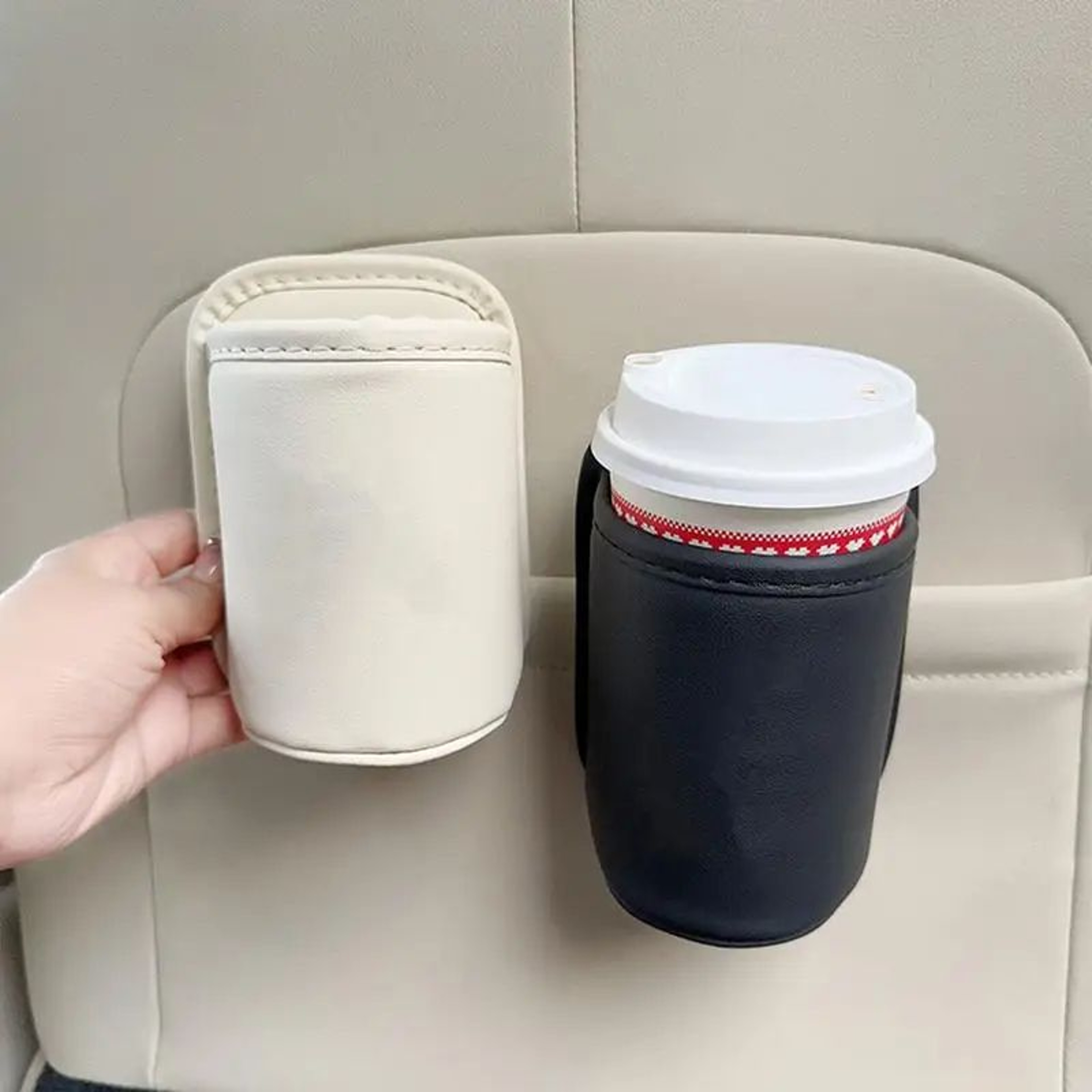 PU Leather Car Door Cup Holder Organizer Back Seat Automotive Drink Rack Storage Bin Interior Acces 2