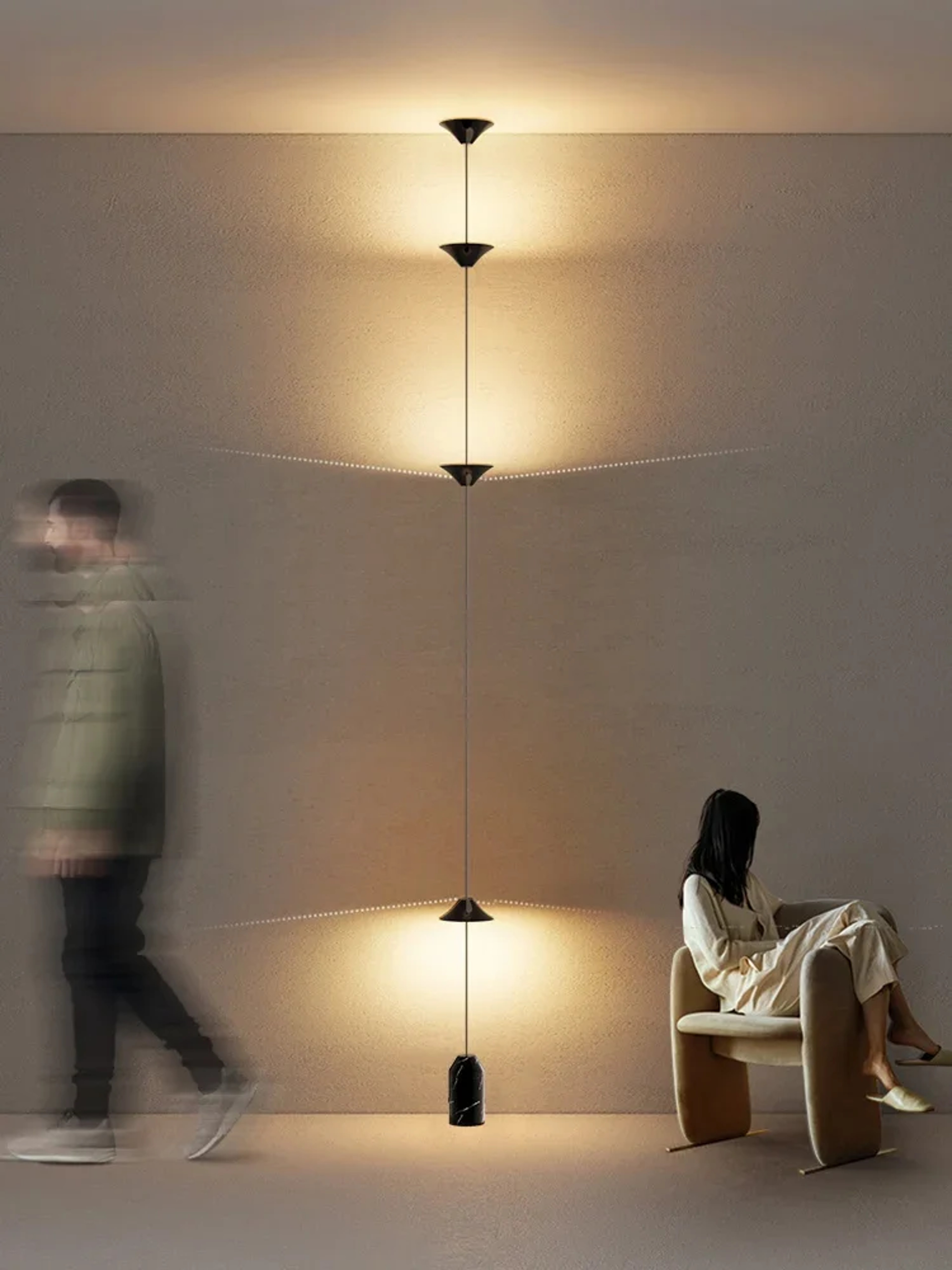 Modern Cone Design Floor Lamp Art Decorative Iron Hanging Cable Lamp For Living Room Hallway  Bedro 0