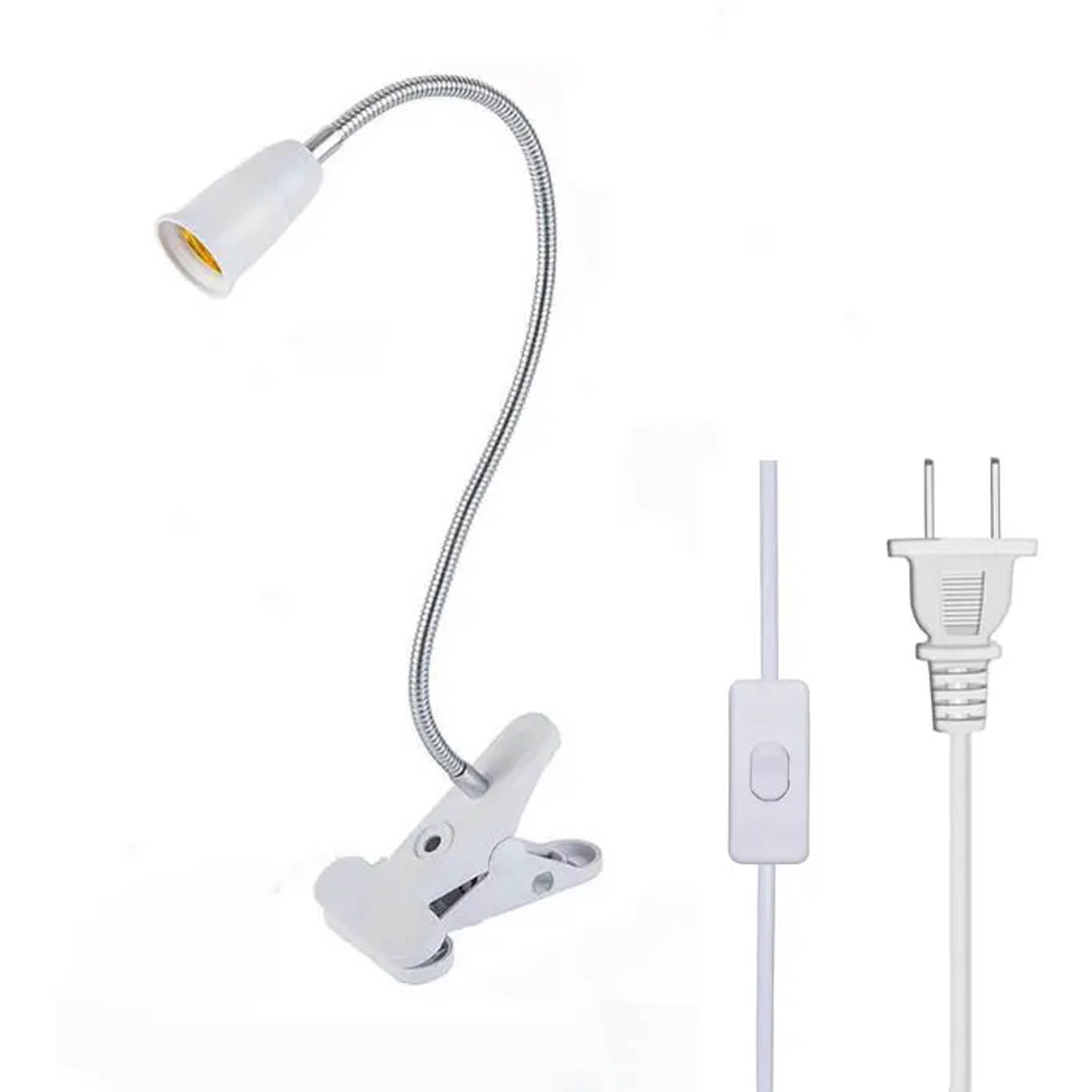 Flexible Gooseneck Desk Lamp Holder 360 Rotating E27 Light Base For SingleDouble Bulb Socket ClipOn 2