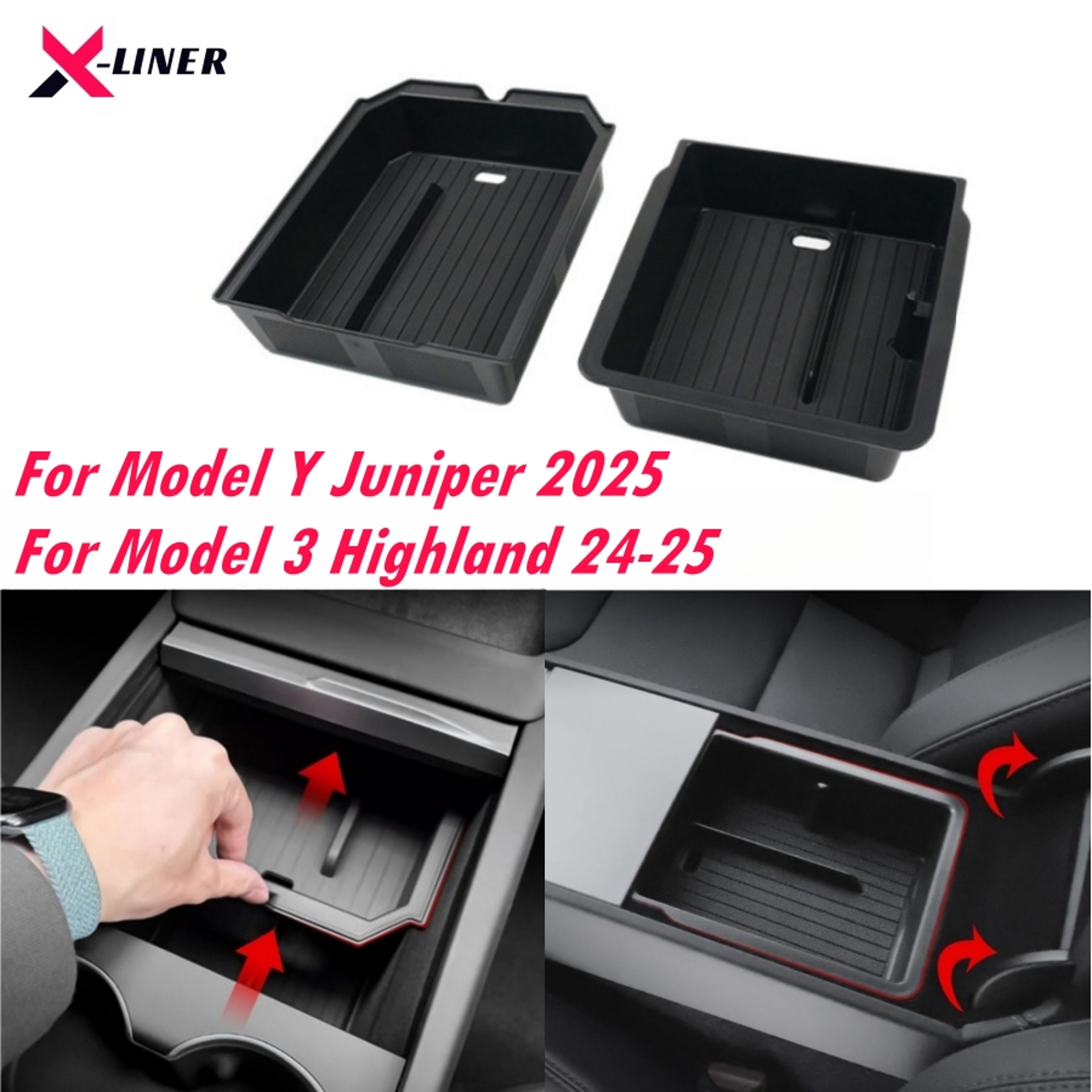 For Tesla Model Y Juniper & Model 3 Highland ABS Center Console Organizer Tray Armrest Storage Box Accessories fot Tesla – view 1