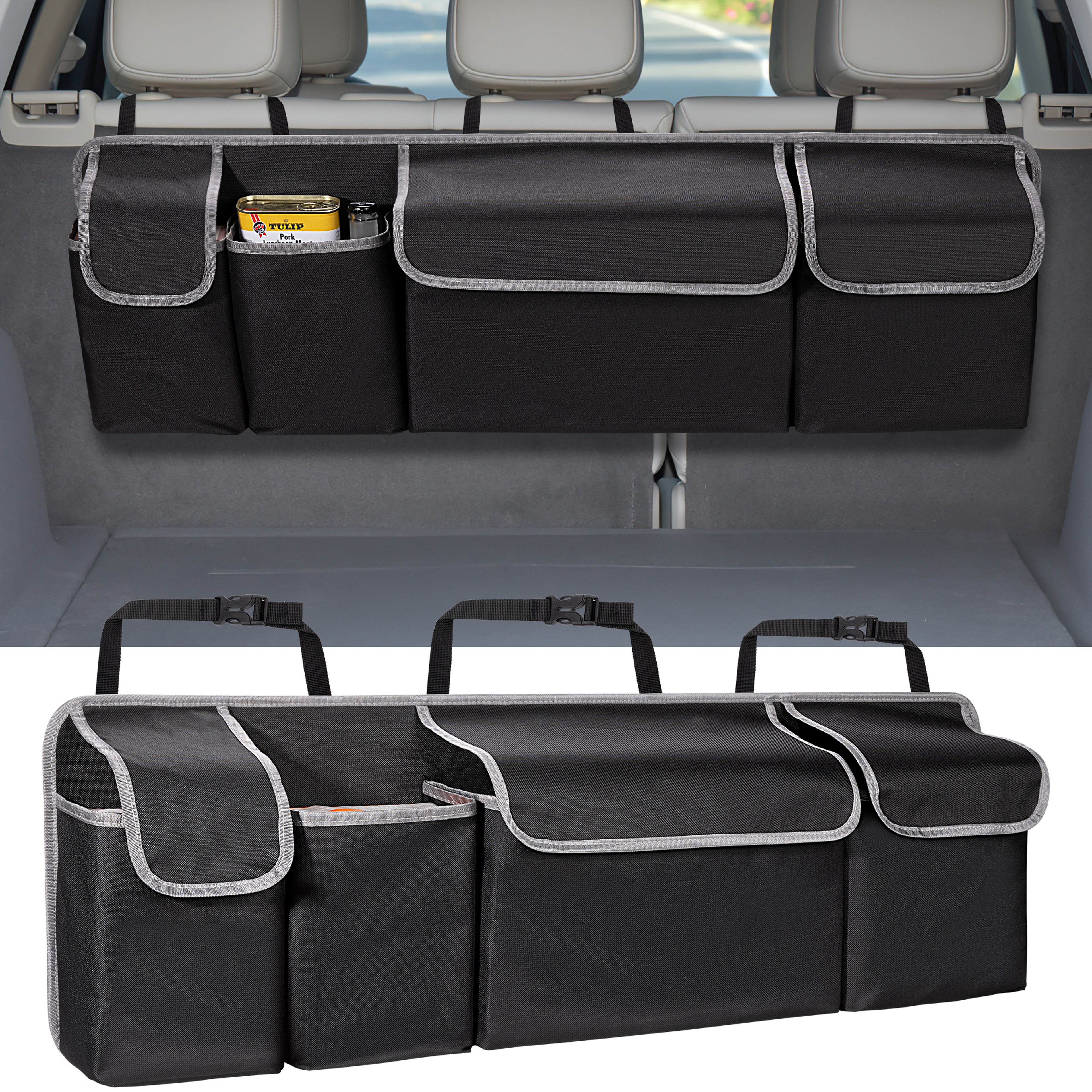 Backseat Hanging Car Trunk Organizer for SUV & Truck, Rear Seat Storage Bag with 4 Pockets, Universal Fit for SUV, Truck – view 1