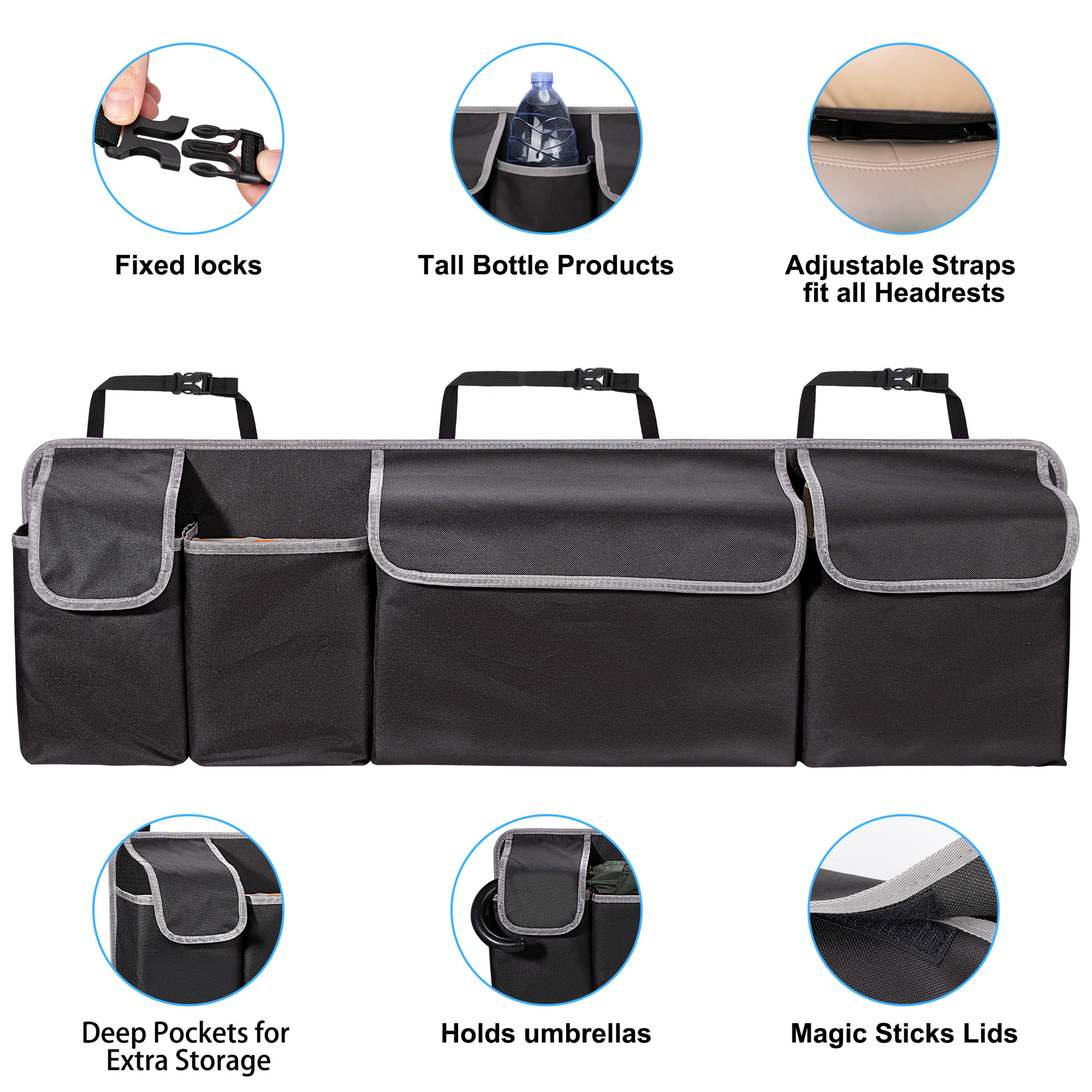 Backseat Hanging Car Trunk Organizer for SUV & Truck, Rear Seat Storage Bag with 4 Pockets, Universal Fit for SUV, Truck – view 2