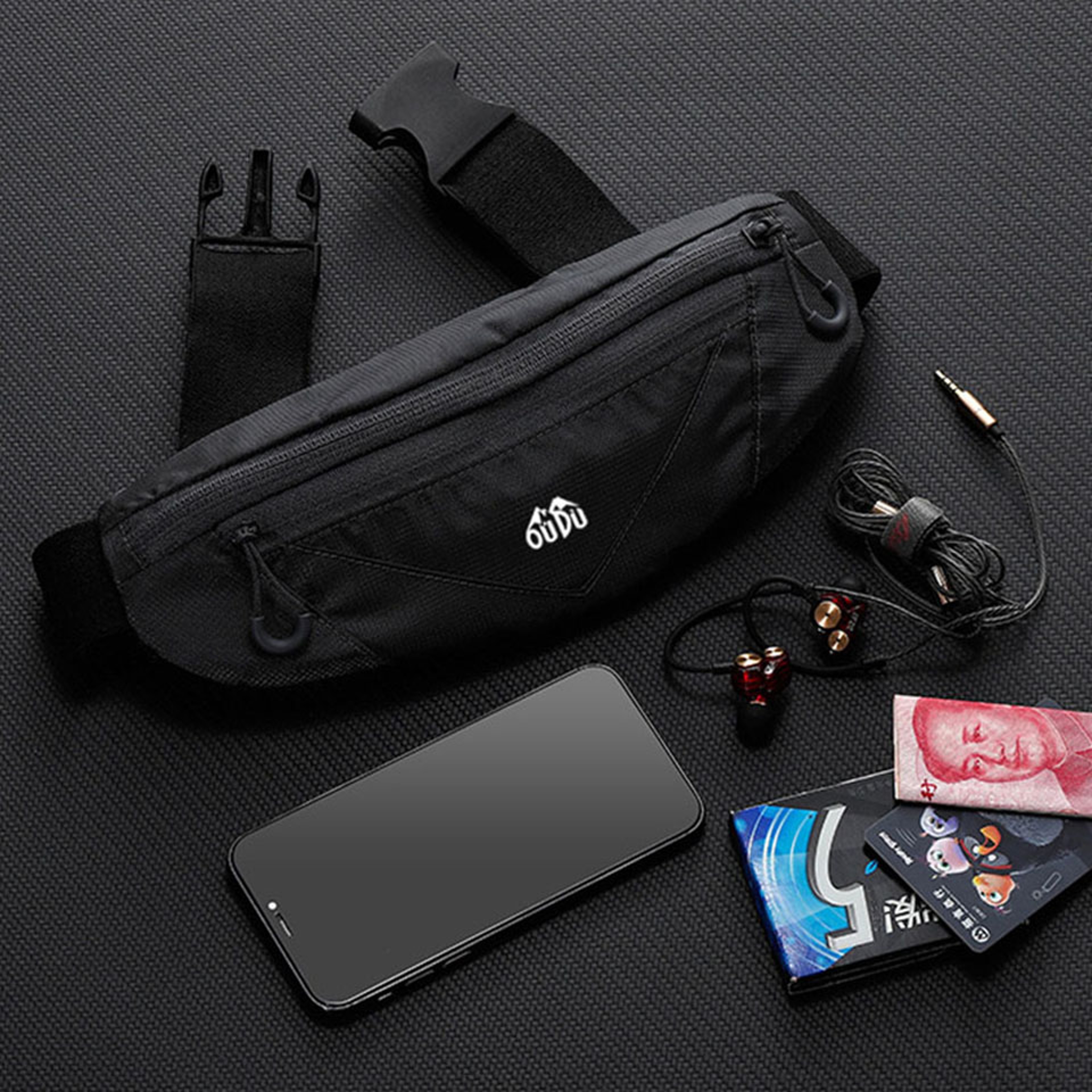 Sport Waist Bag with Double Zipper Pockets, Running Waistband Gym Yoga Belt, Mobile Phone Waist Wallet Pouch – view 4