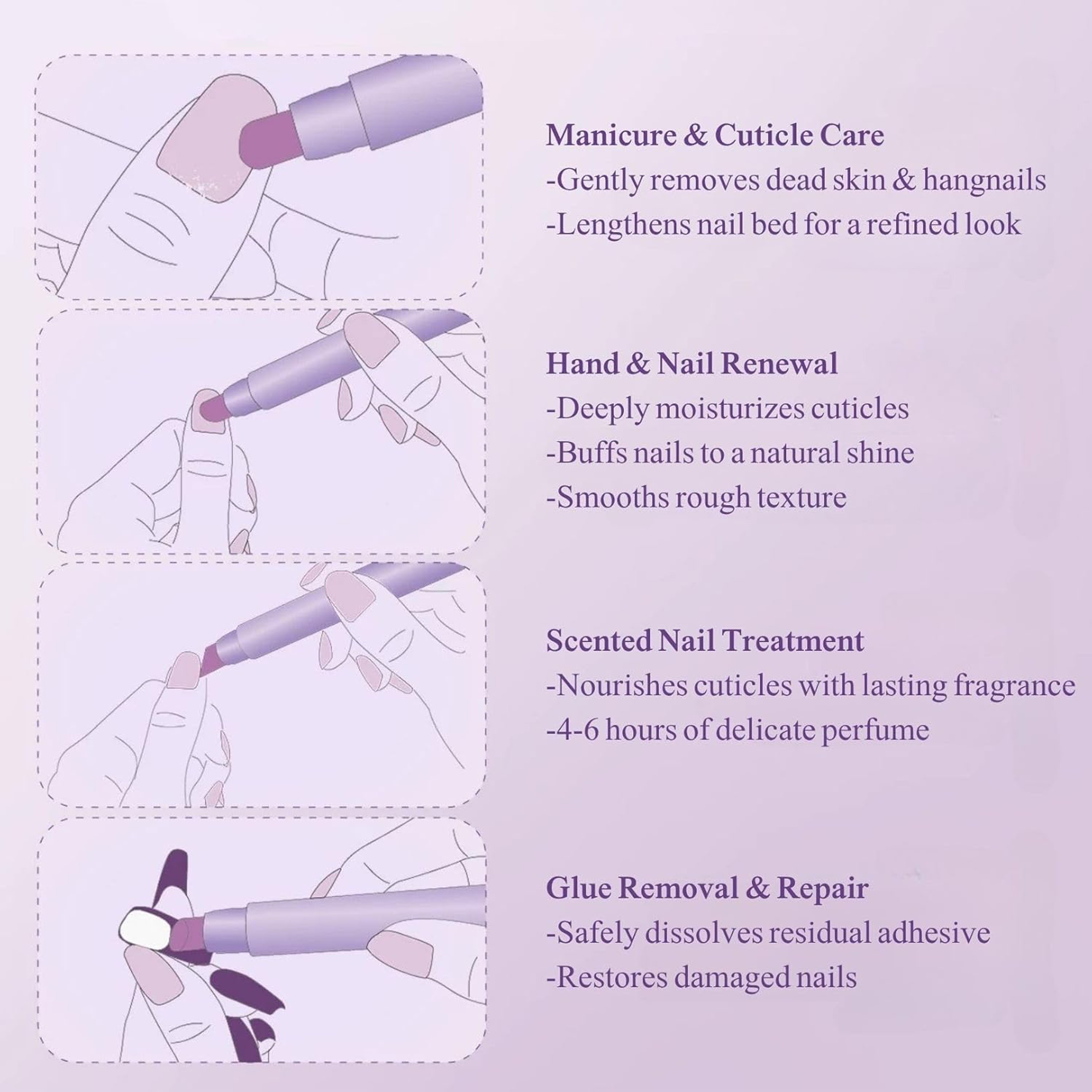 Nail Care Manicure Tools Pumice Stone, Cuticle Pushers with Cuticle Oil Cleaning, Cuticle Remover Stick Nail File – view 6