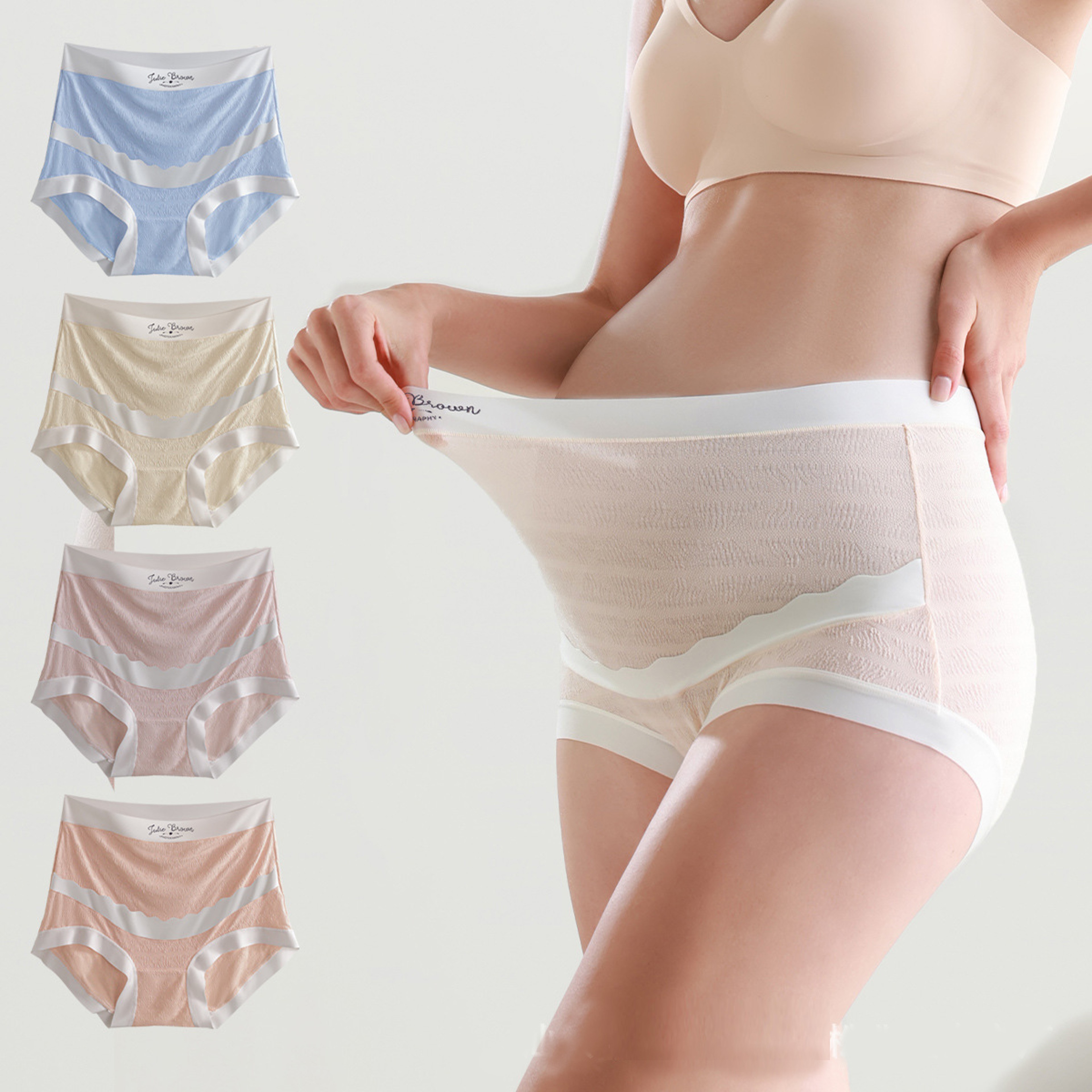 Plus Size Maternity Panties Soft and Comfortable, High Waist Belly Support, Thin Breathable Pregnancy Underwear Brief – view 4