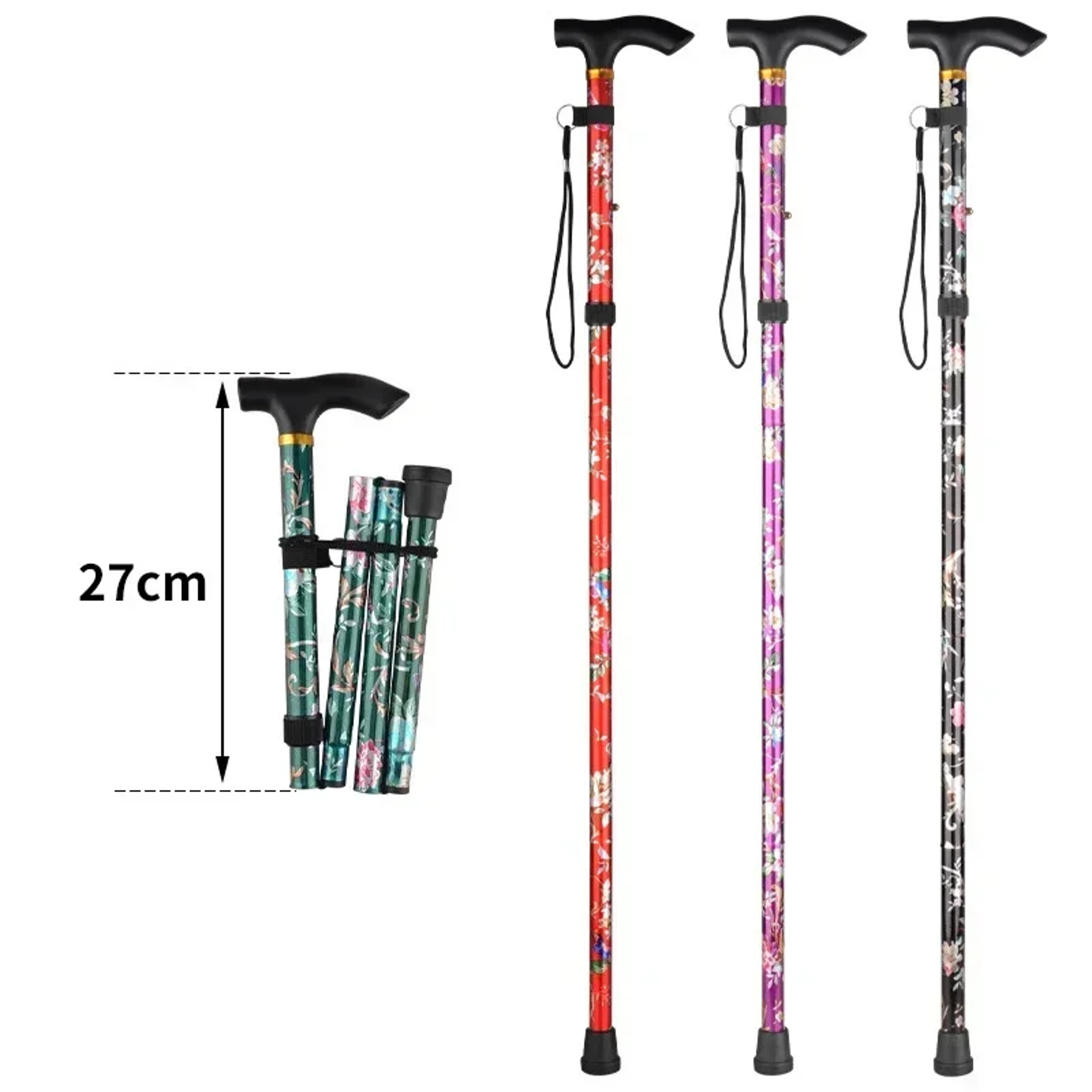 Retractable Cane Hiking Pole Folding Cane Hiking Camping Hiking Pole Printing Cane Lightweight Crut 0
