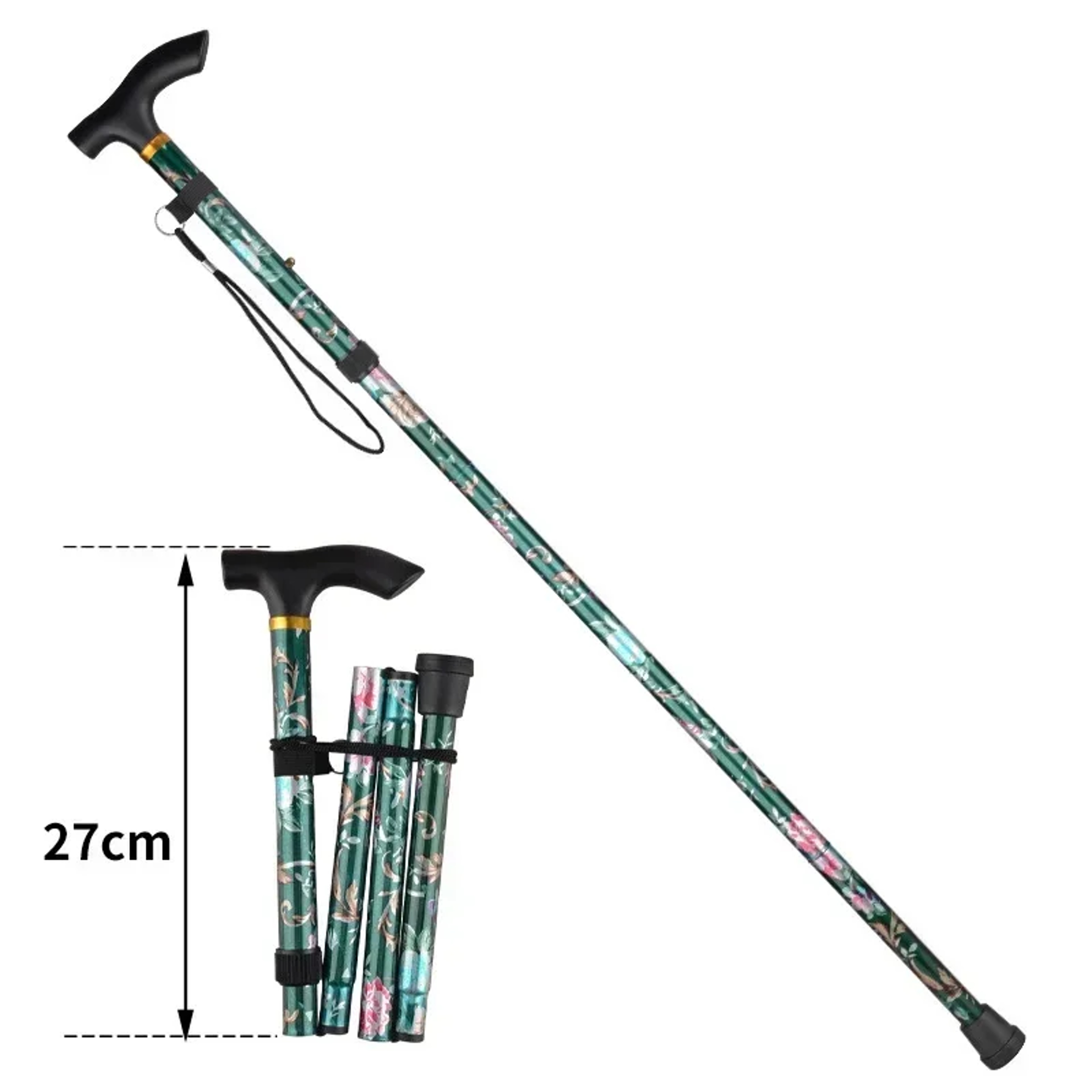 Retractable Cane Hiking Pole Folding Cane Hiking Camping Hiking Pole Printing Cane Lightweight Crut 6