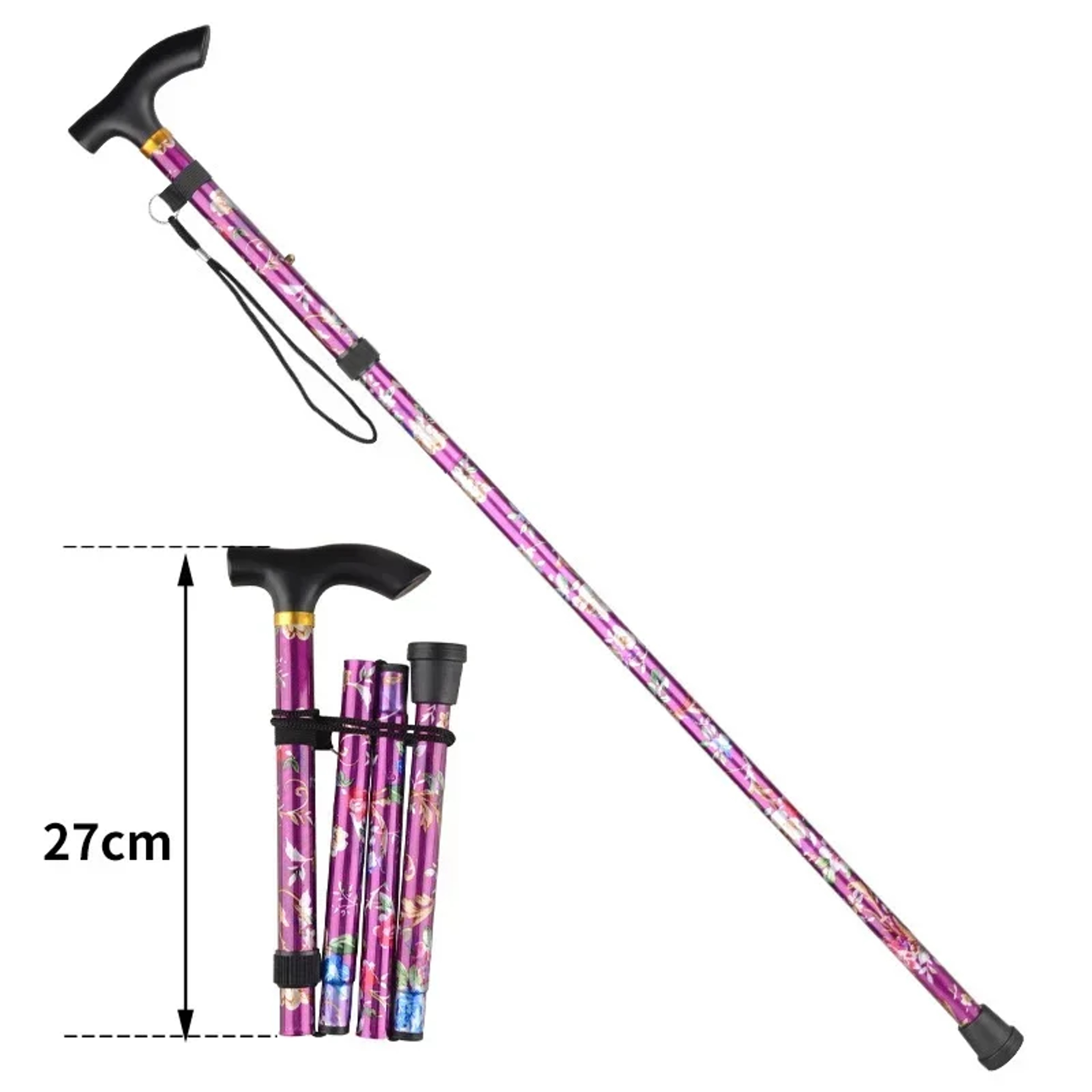 Retractable Cane Hiking Pole Folding Cane Hiking Camping Hiking Pole Printing Cane Lightweight Crut 8