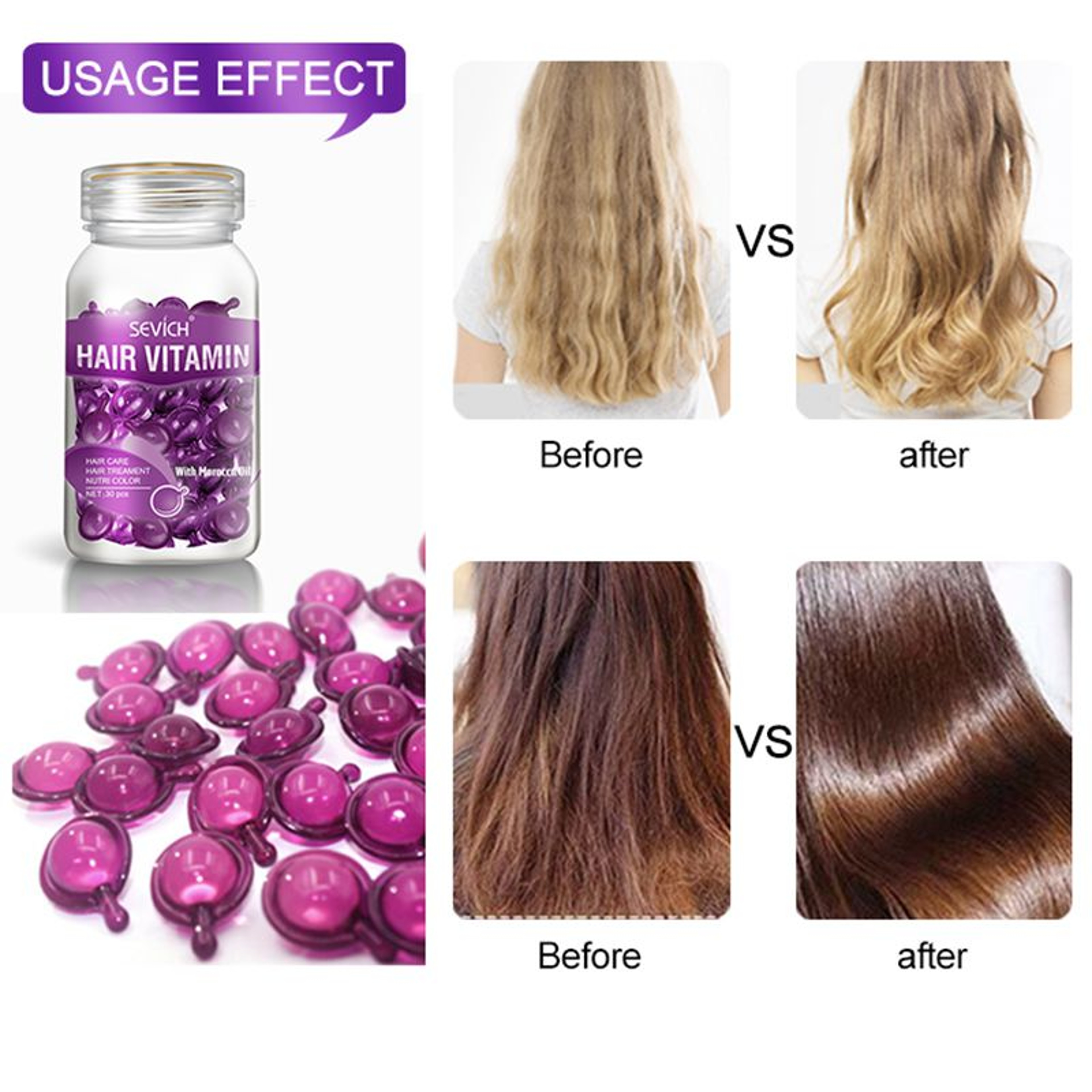 Sevich Mix Hair Vitamin Capsule, Hair Treatment Oil for Damaged Hair, Smooth Hair Care Serum with Keratin Complex – view 3