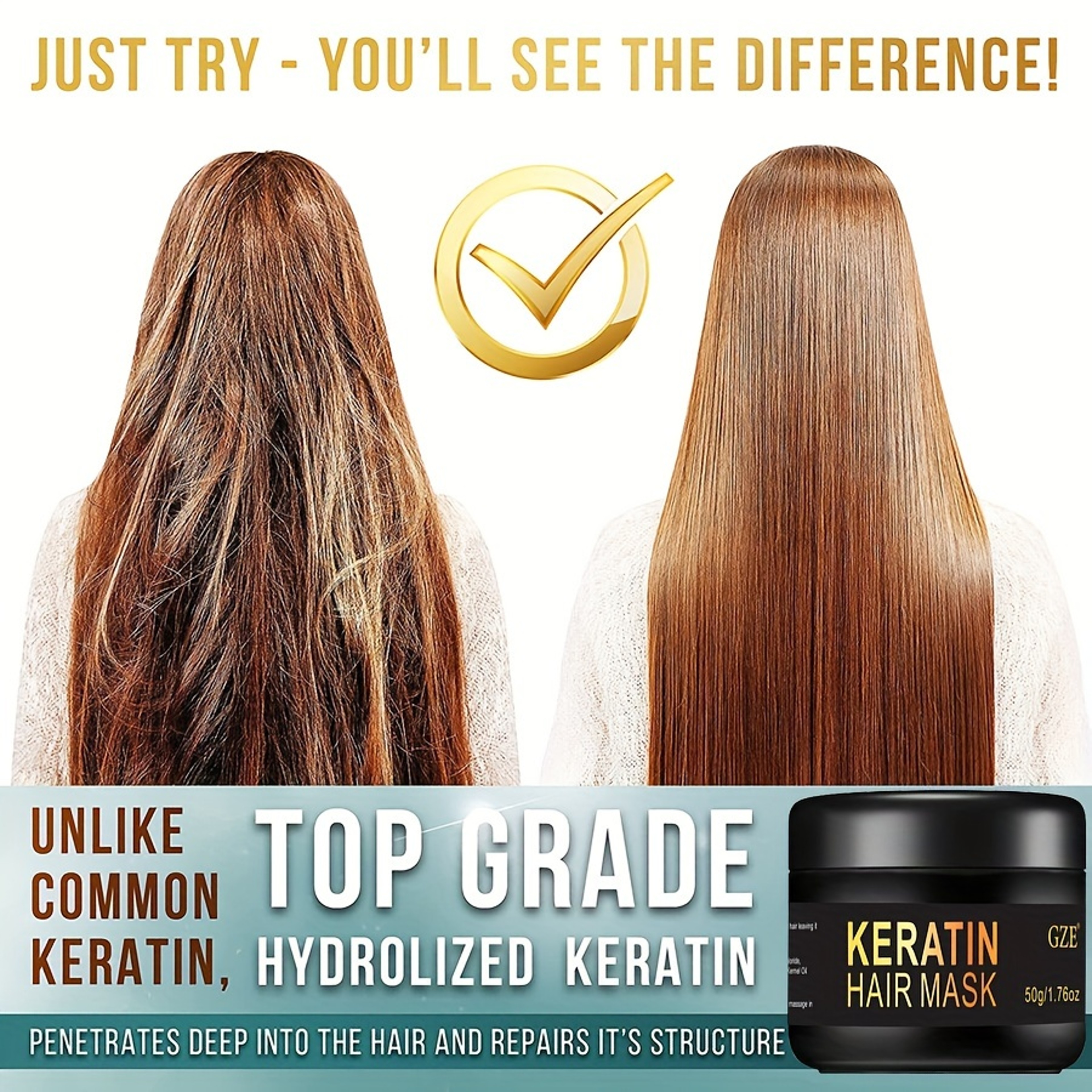 Biotin Protein with Castor Oil Hair Mask, Vitamins Keratin Deep Conditioner, Repair Treatment for Dry Damaged Color Hair – view 2