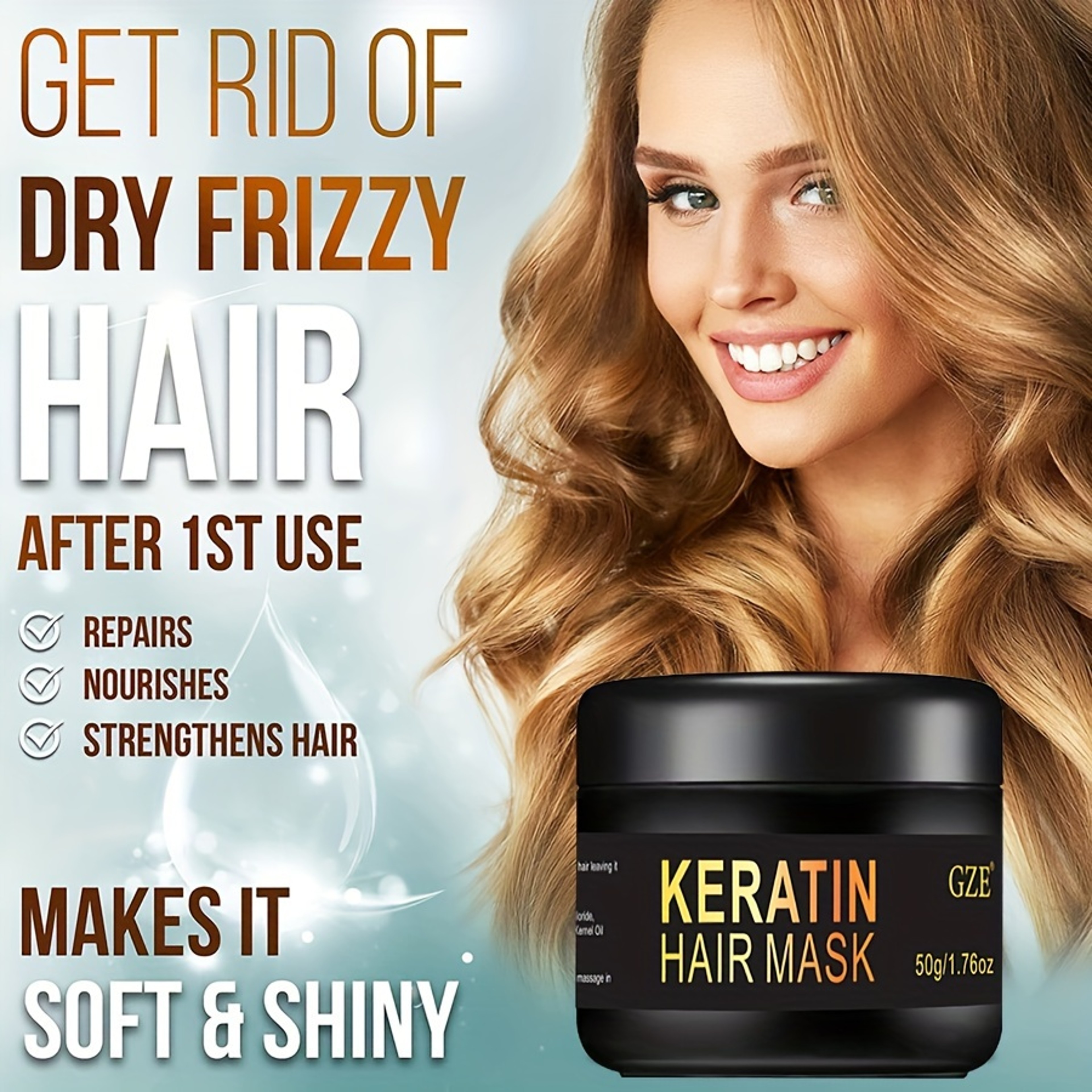 Biotin Protein with Castor Oil Hair Mask, Vitamins Keratin Deep Conditioner, Repair Treatment for Dry Damaged Color Hair – view 6