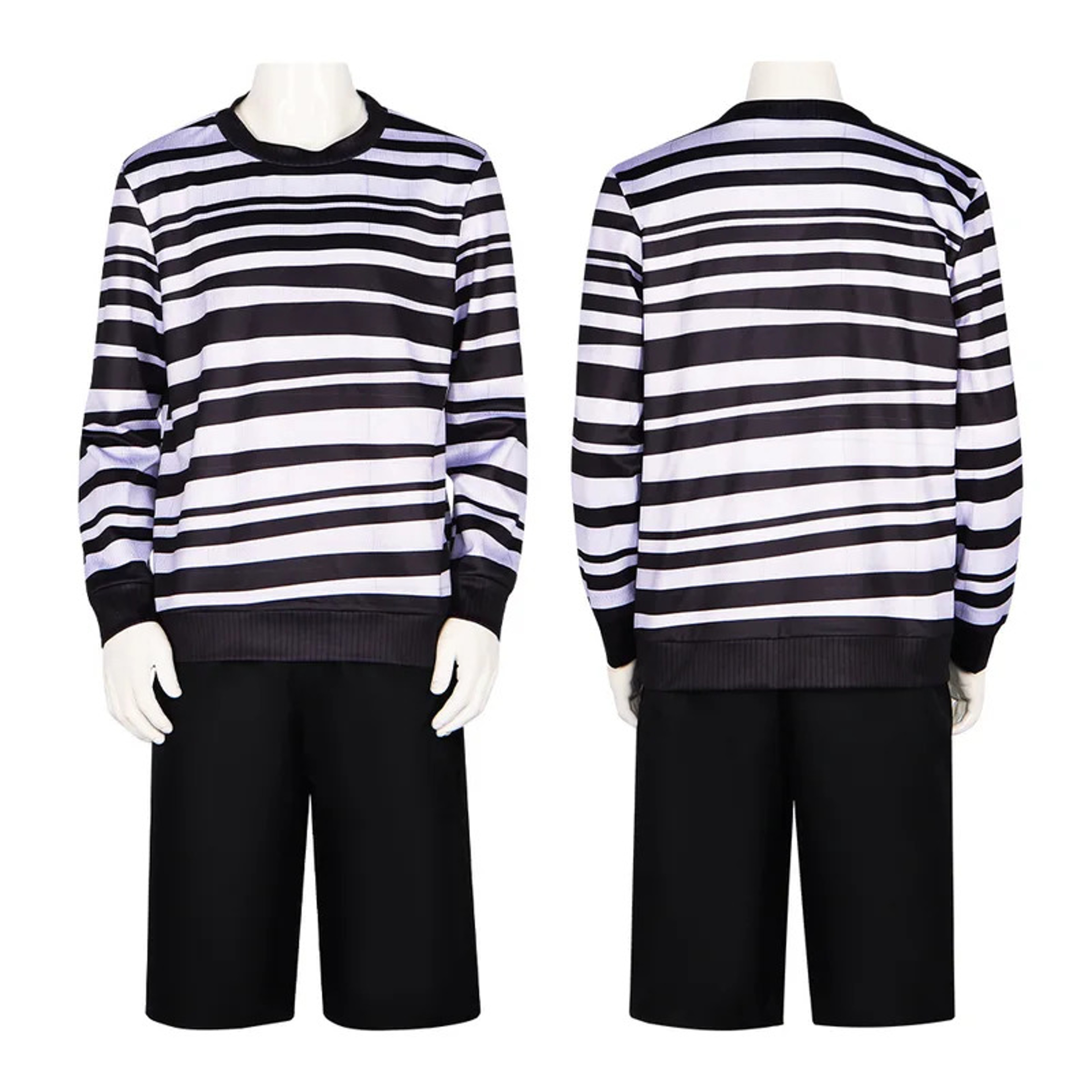 Movie Addams Family Pugsley Addams Cosplay Costume, Wednesday's Younger Brother Outfit with Tops & Pants for Halloween – view 2