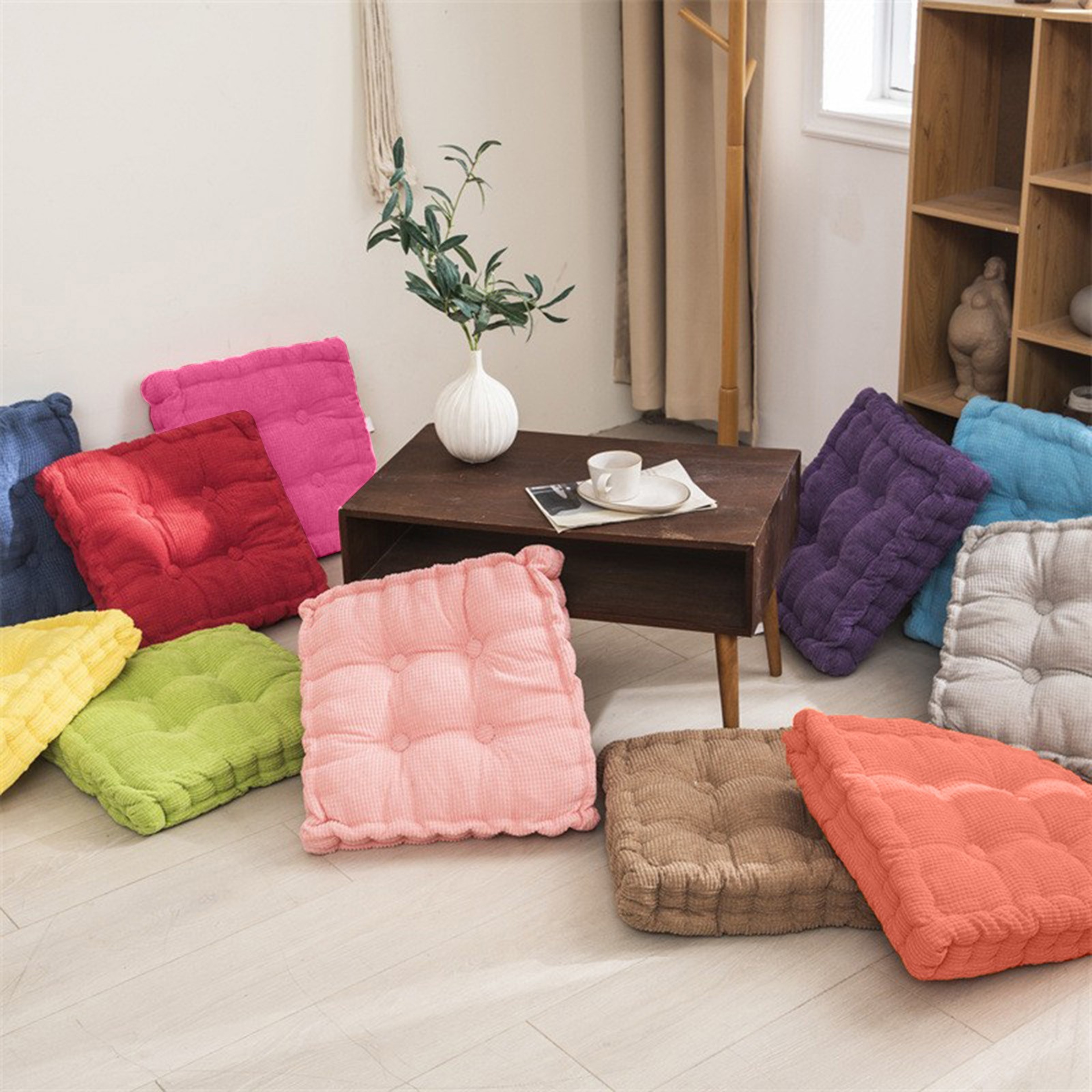 Solid Tufted Thick Pad Floor Cushion, 40cm Square Meditation & Yoga Pillow for Comfortable Floor Seating, Balcony Chair – view 2