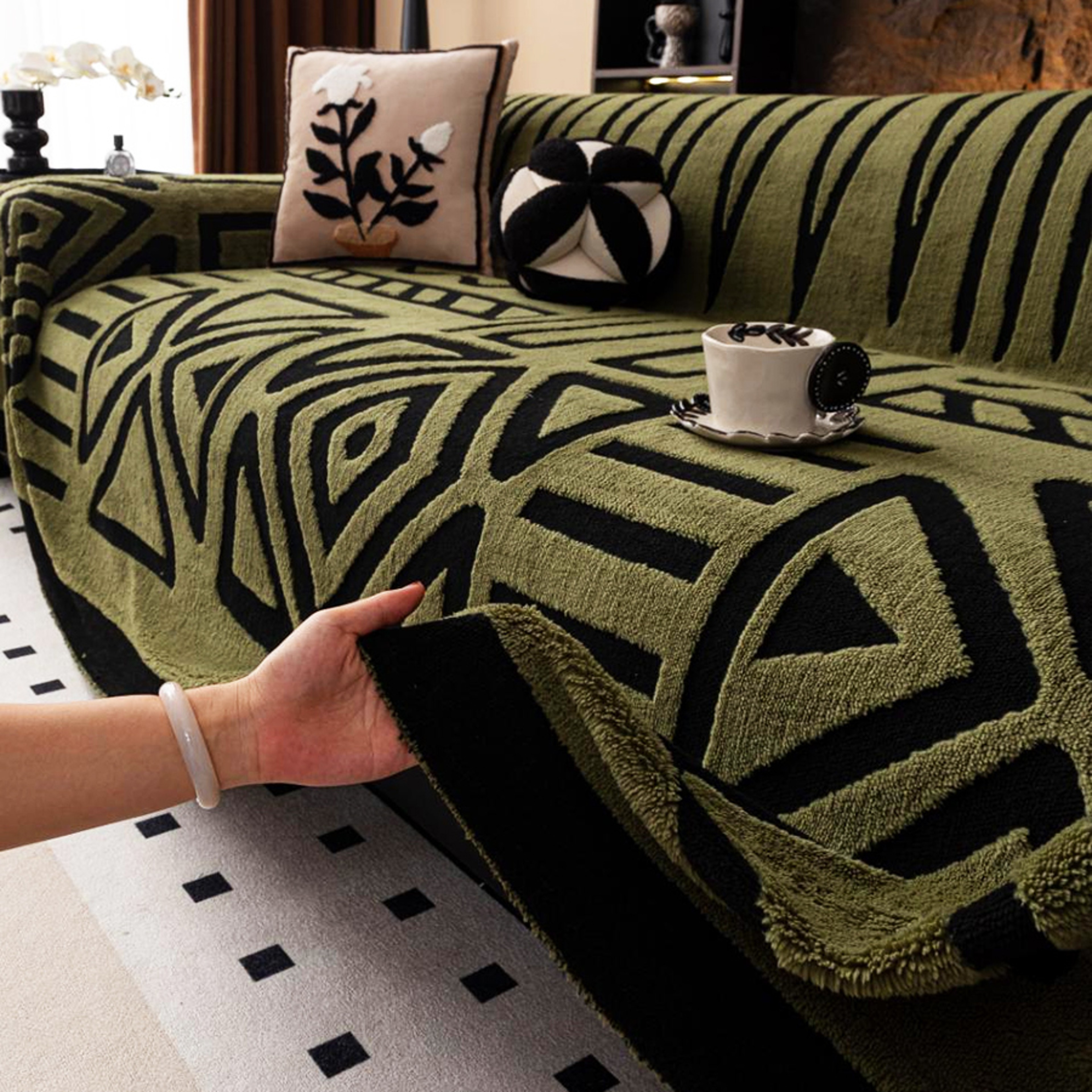 Vintage Interlaced Comfortable Sofa Blanket Bohemian Style Protector For PetFriendly Homes With Ant 6