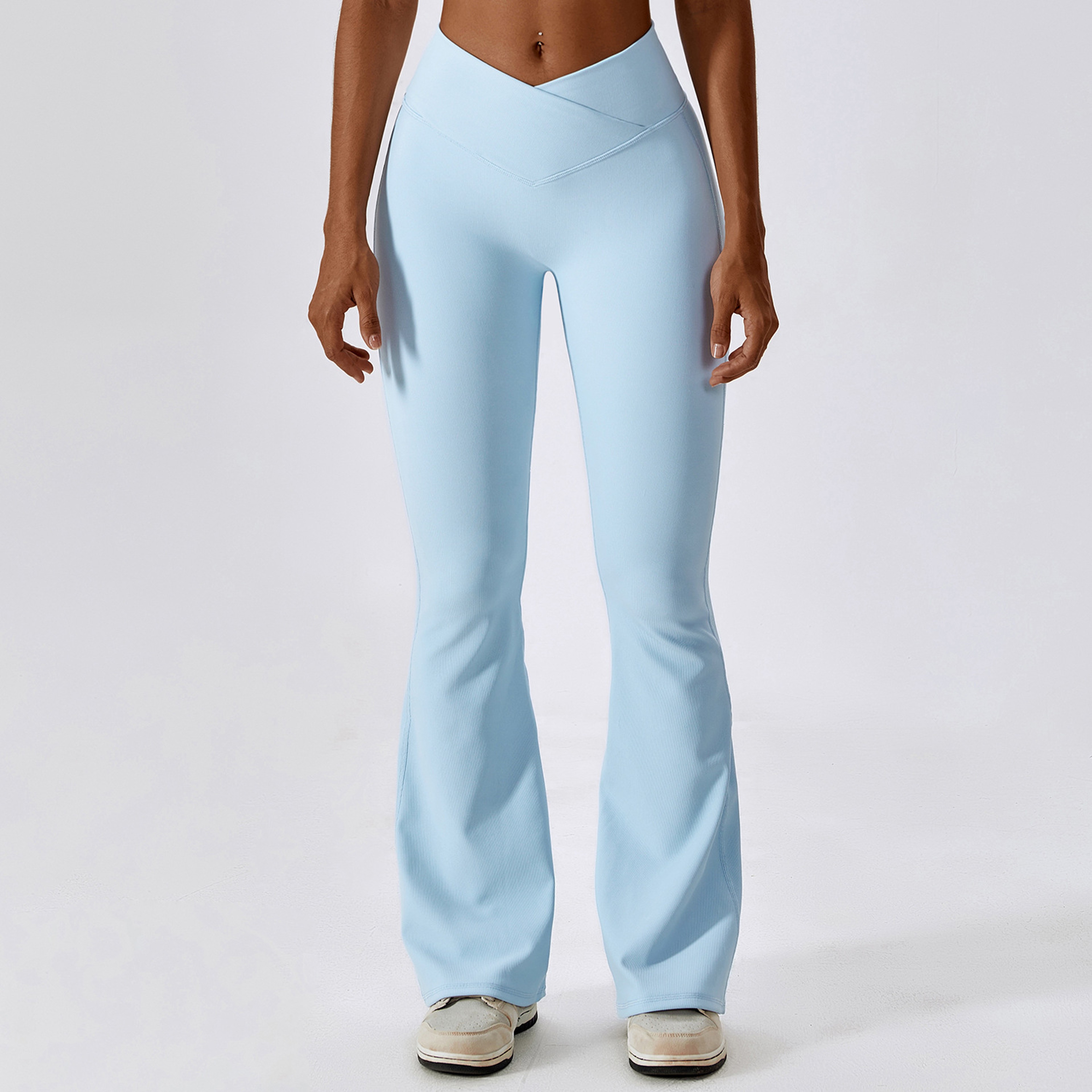 High Waist Flare Leggings, Women Yoga Pants with Wide Leg, Gym Workout Fitness Flared Pant, Latin Dance Trousers – view 8