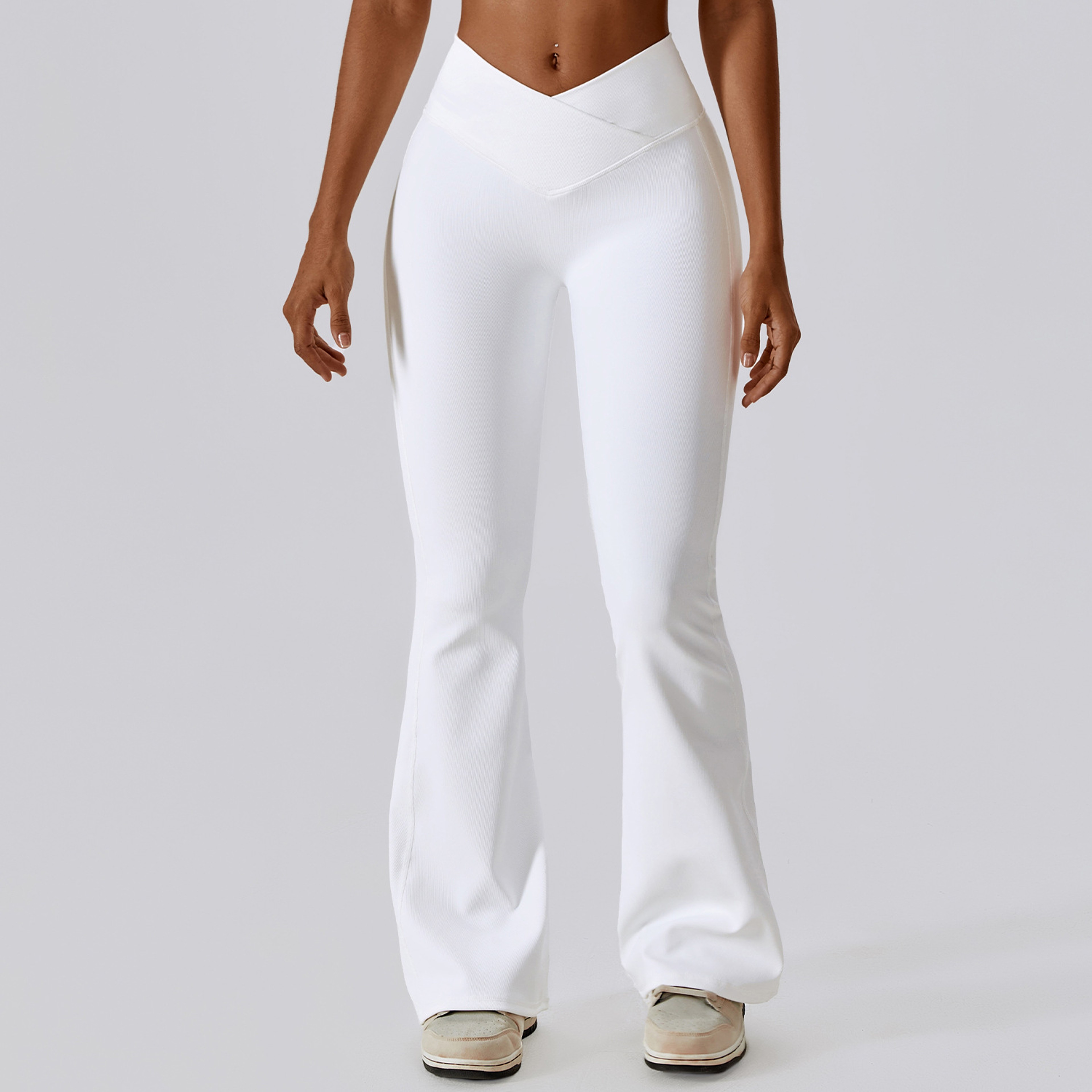 High Waist Flare Leggings, Women Yoga Pants with Wide Leg, Gym Workout Fitness Flared Pant, Latin Dance Trousers – view 9