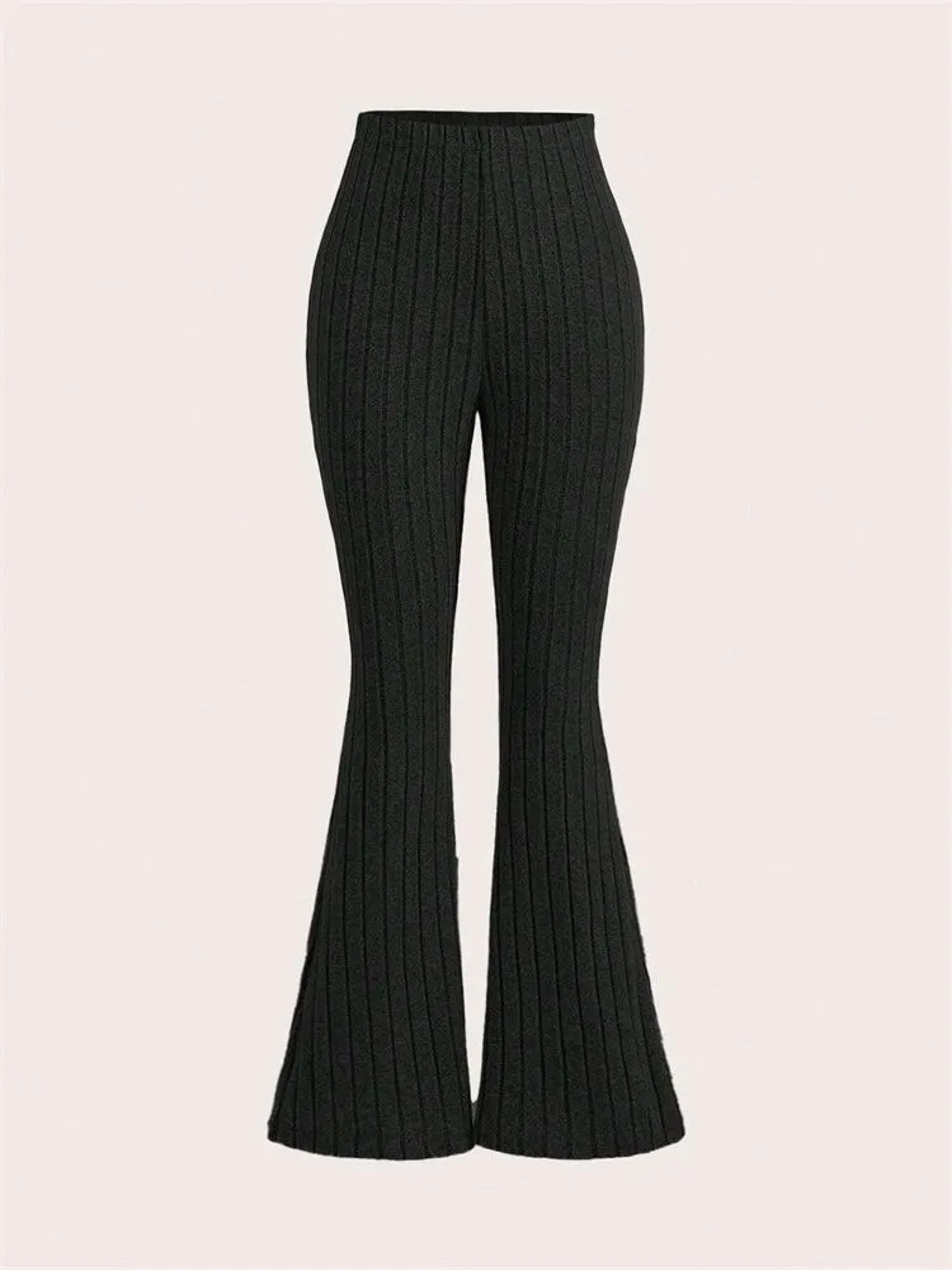 High Waist Ribbed Flared Leggings Womens Solid Color Slim Fit Casual Workout Fitness For Spring Aut 3
