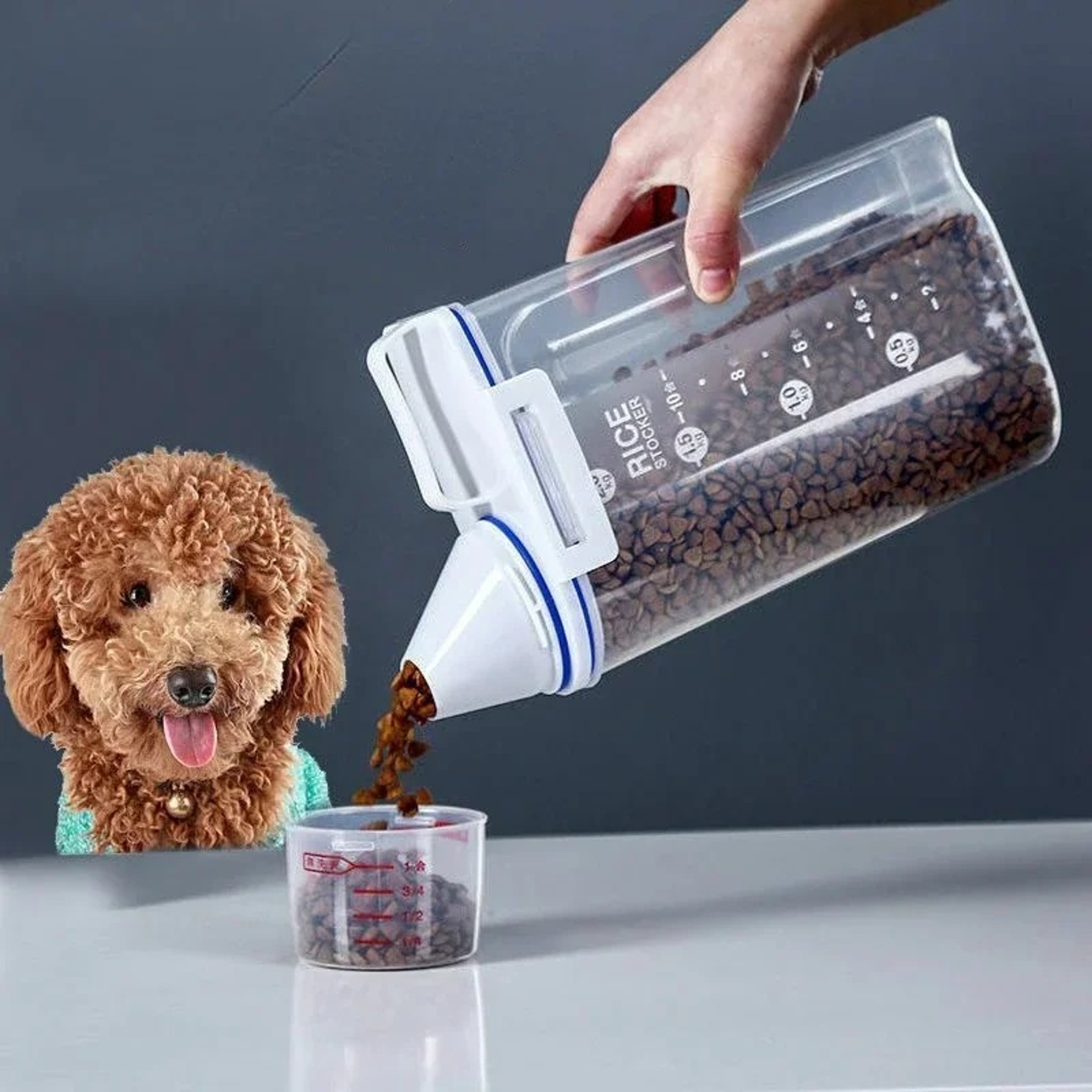 shop Premium 2kg Pet Food Storage Container with Measuring Cup