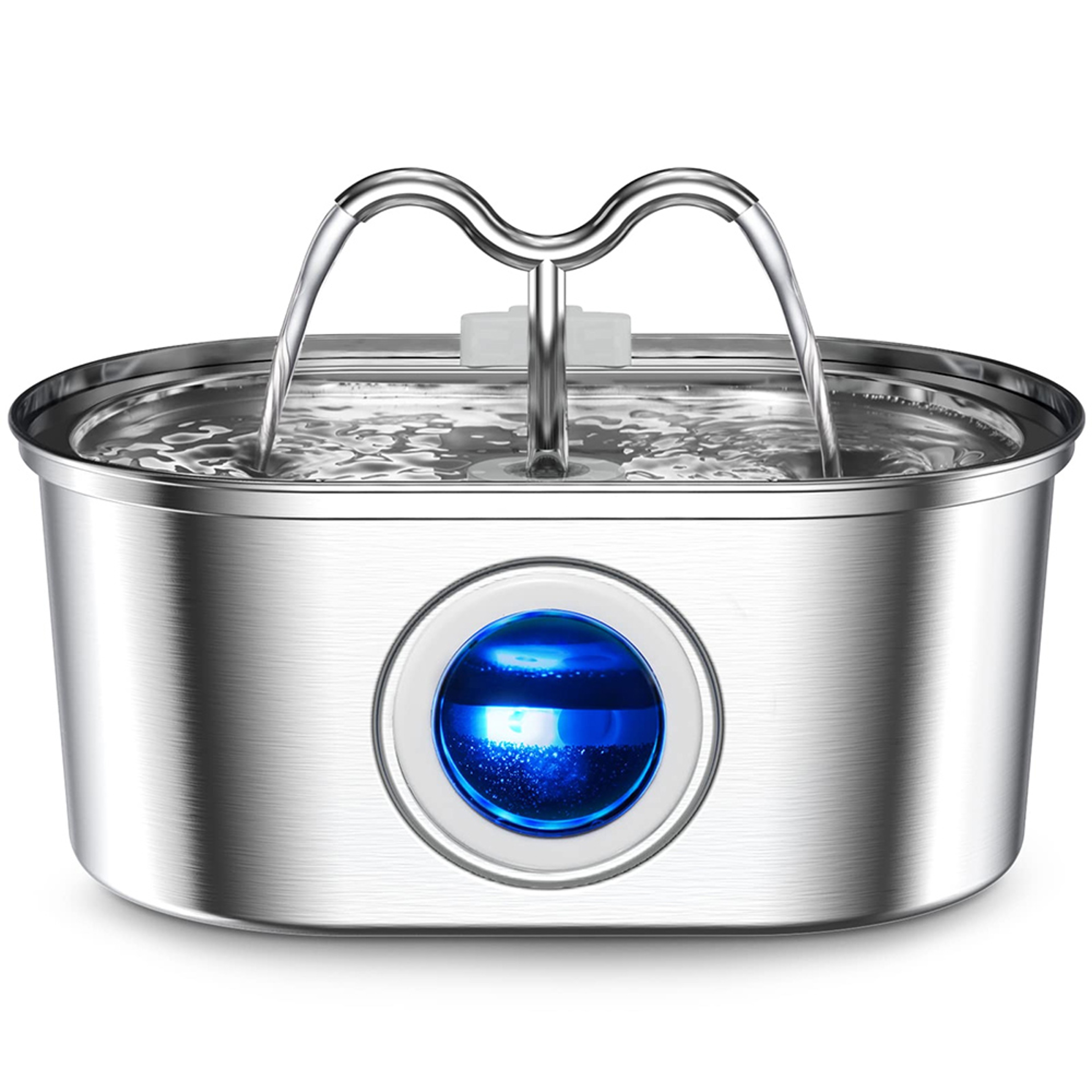 Cat Water Stainless Steel Fountain With LED Light  Silent Pump Automatic Pet Drinking Dispenser For 0