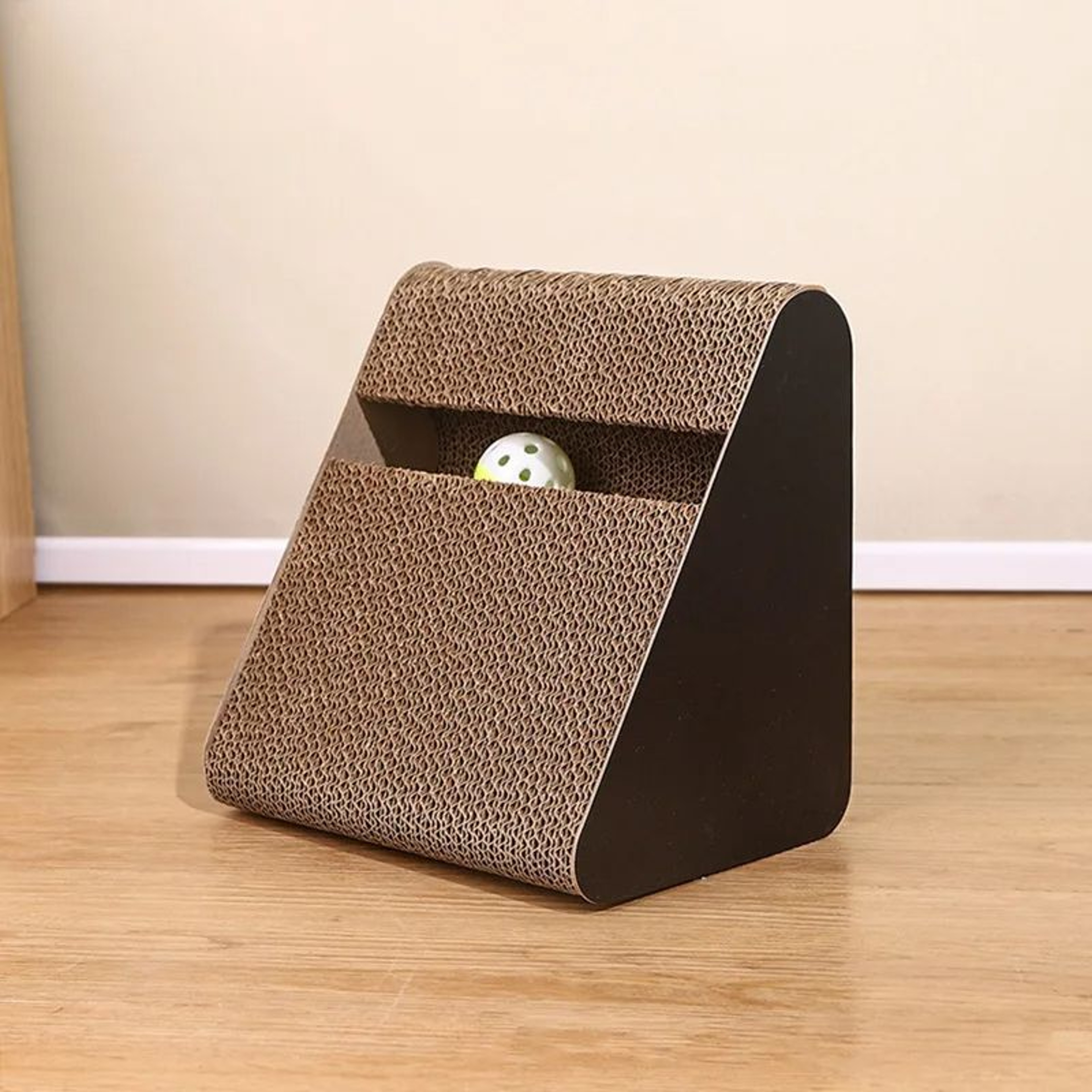 Interactive Cat Scratch Cardboard With Rotating Ball Toy Dual Function Climbing Frame 4
