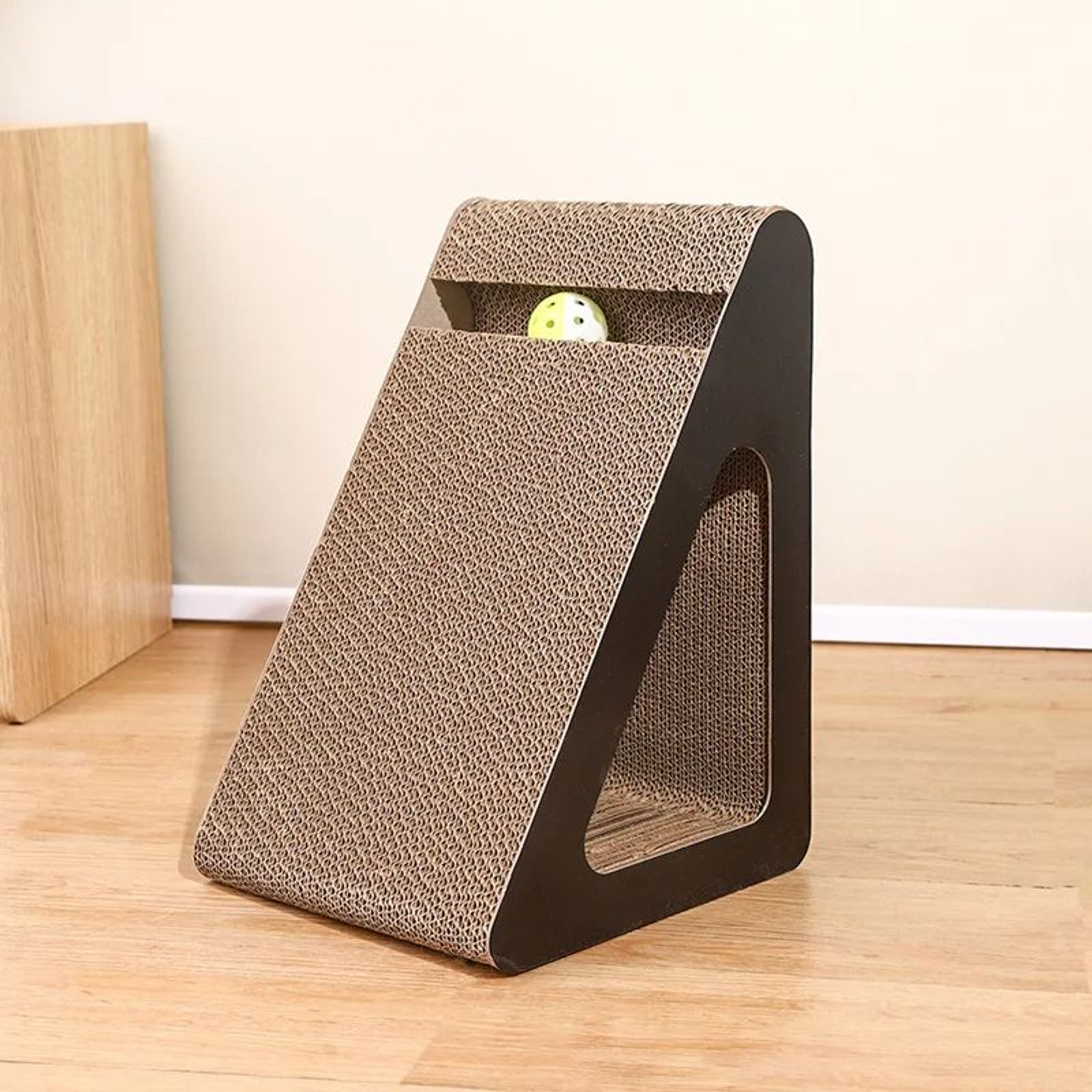 Interactive Cat Scratch Cardboard With Rotating Ball Toy Dual Function Climbing Frame 5